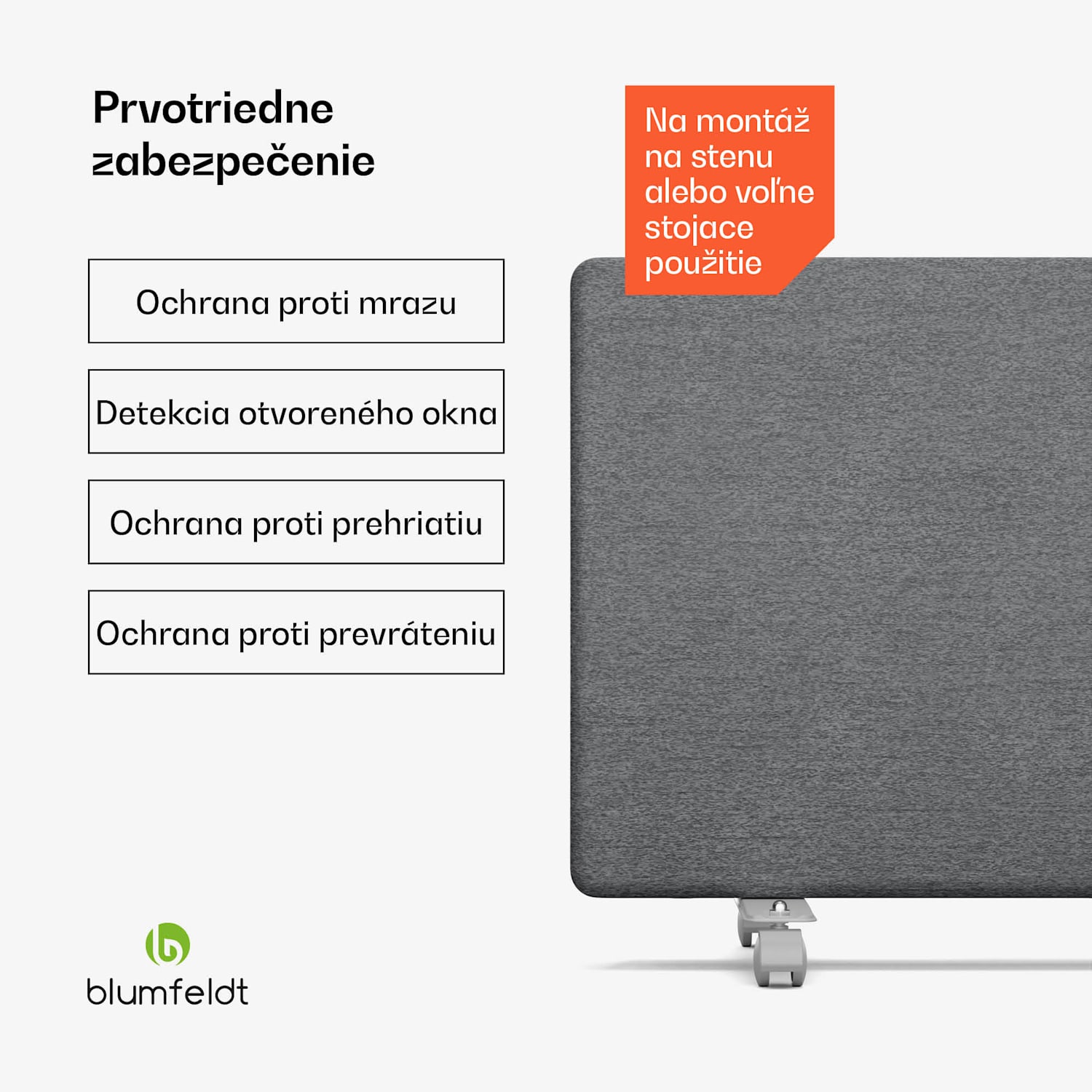 ThermaTouch konvektor, 2 000 W, elegantný dizajn, dotykové ovládanie, do 20 m² Svetlo šedá