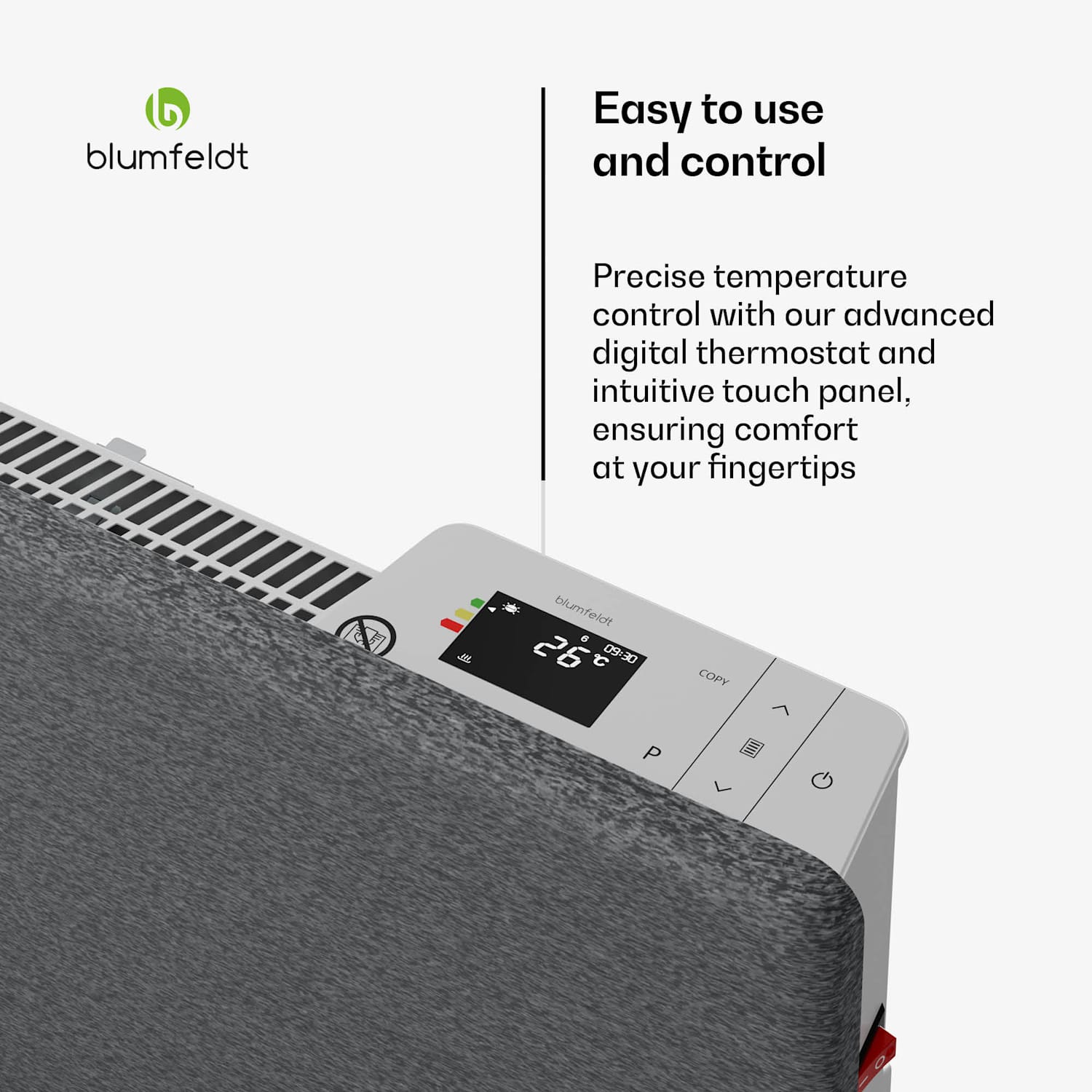 Convetor ThermaTouch | 2.000 W | design elegante | controlo touch | até 20 m² Cinzento Claro