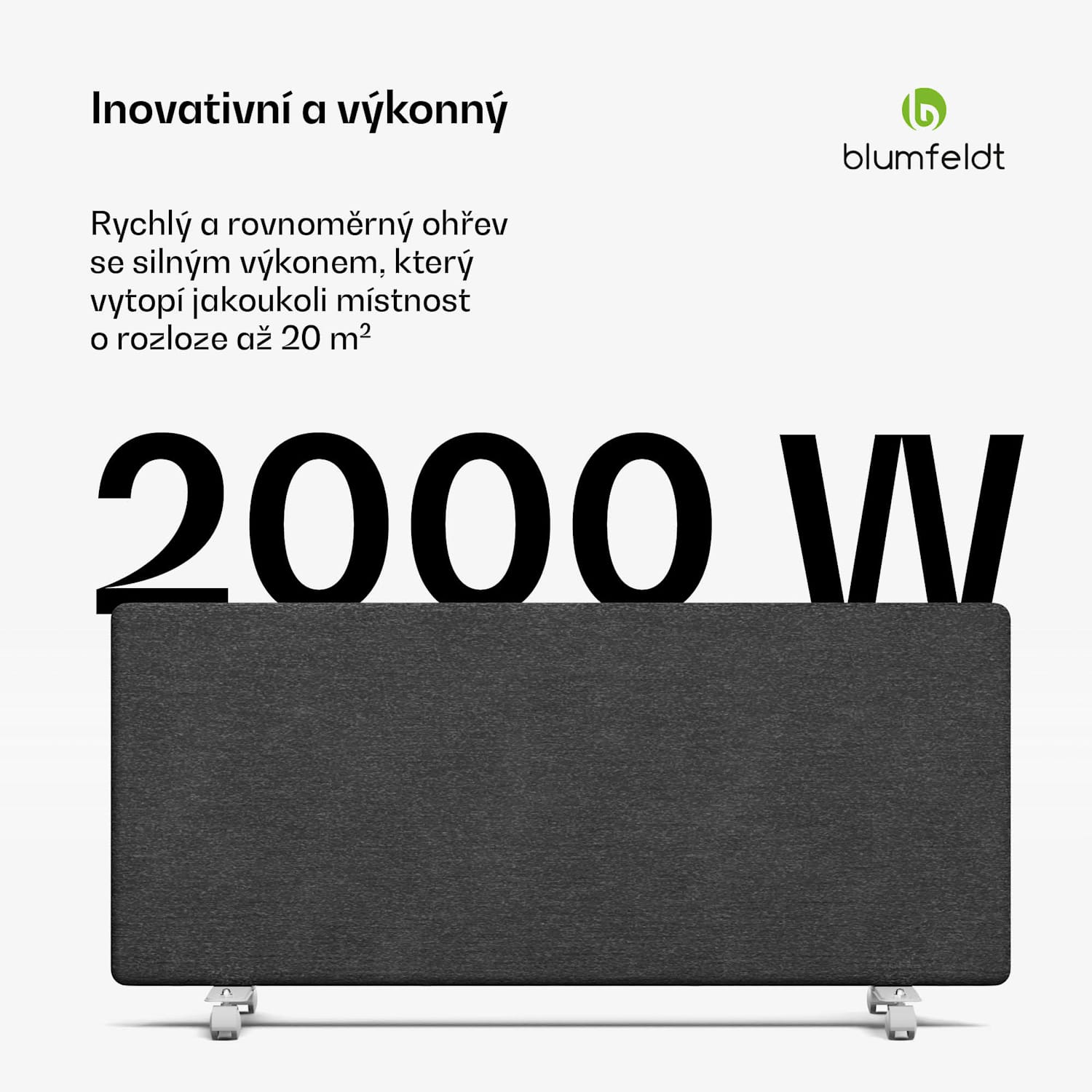 ThermaTouch konvektor, 2 000 W, elegantní design, dotykové ovládání, do 20 m² Tmavě šedá