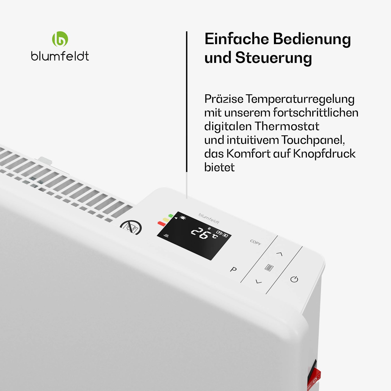 ThermaTouch Konvektor | 2.000 W | elegantes Design | Touch-Bedienung | bis 20 m² Weiß