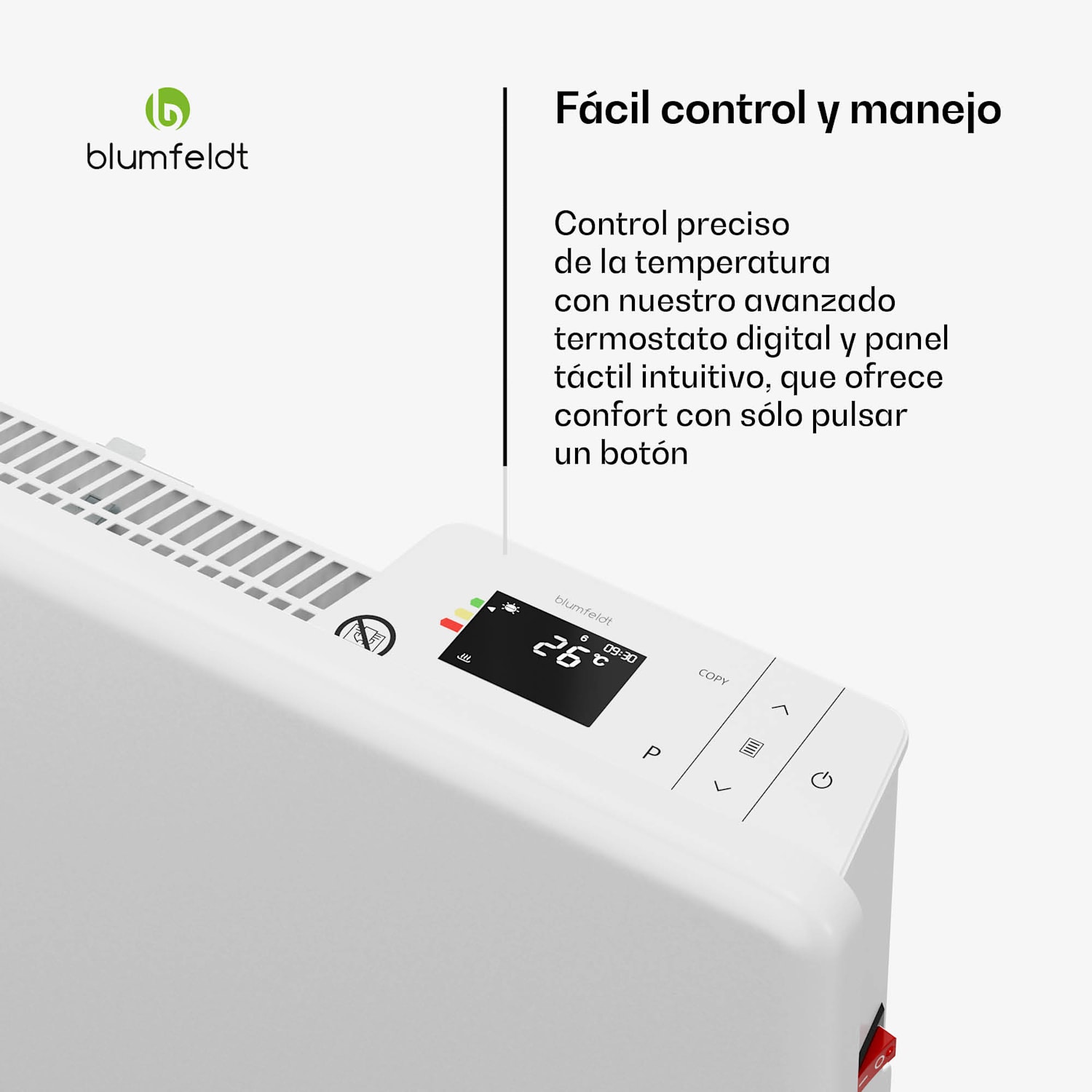 ThermaTouch Konvektor | 2.000 W | elegantes Design | Touch-Bedienung | bis 20 m² Blanco