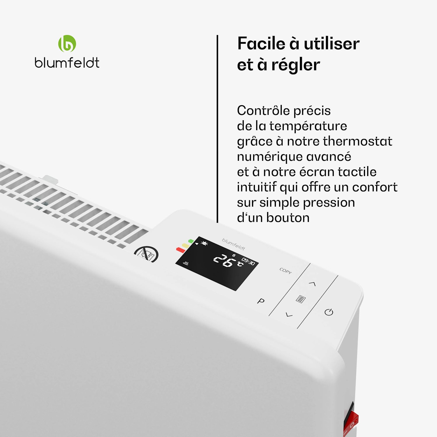 ThermaTouch convector | 2.000 W | elegant design | touch bediening | tot 20 m² Wit