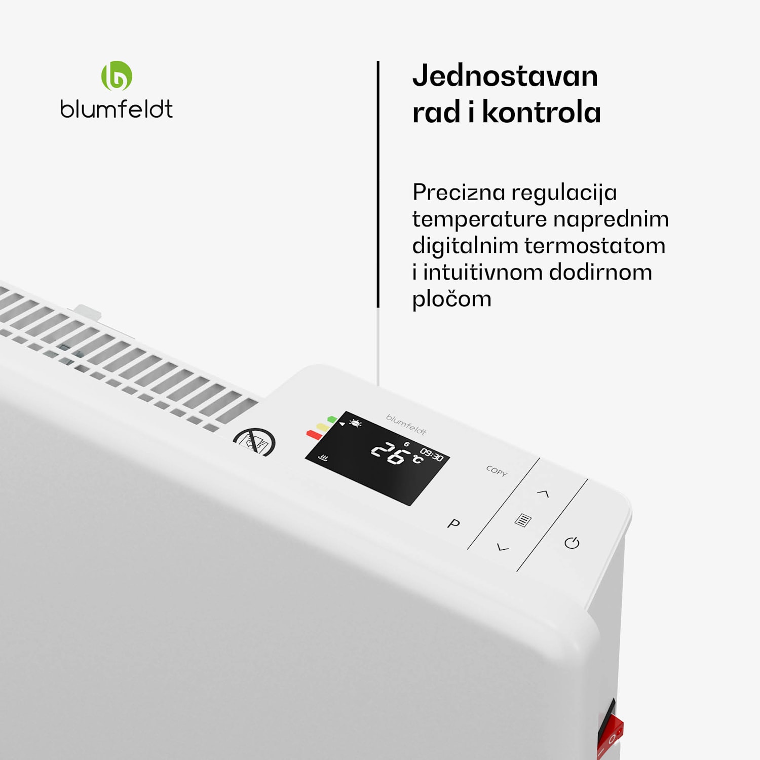 ThermaTouch konvektor, 2000 W, elegantan dizajn, upravljanje na dodir, do 20 m² Bijela