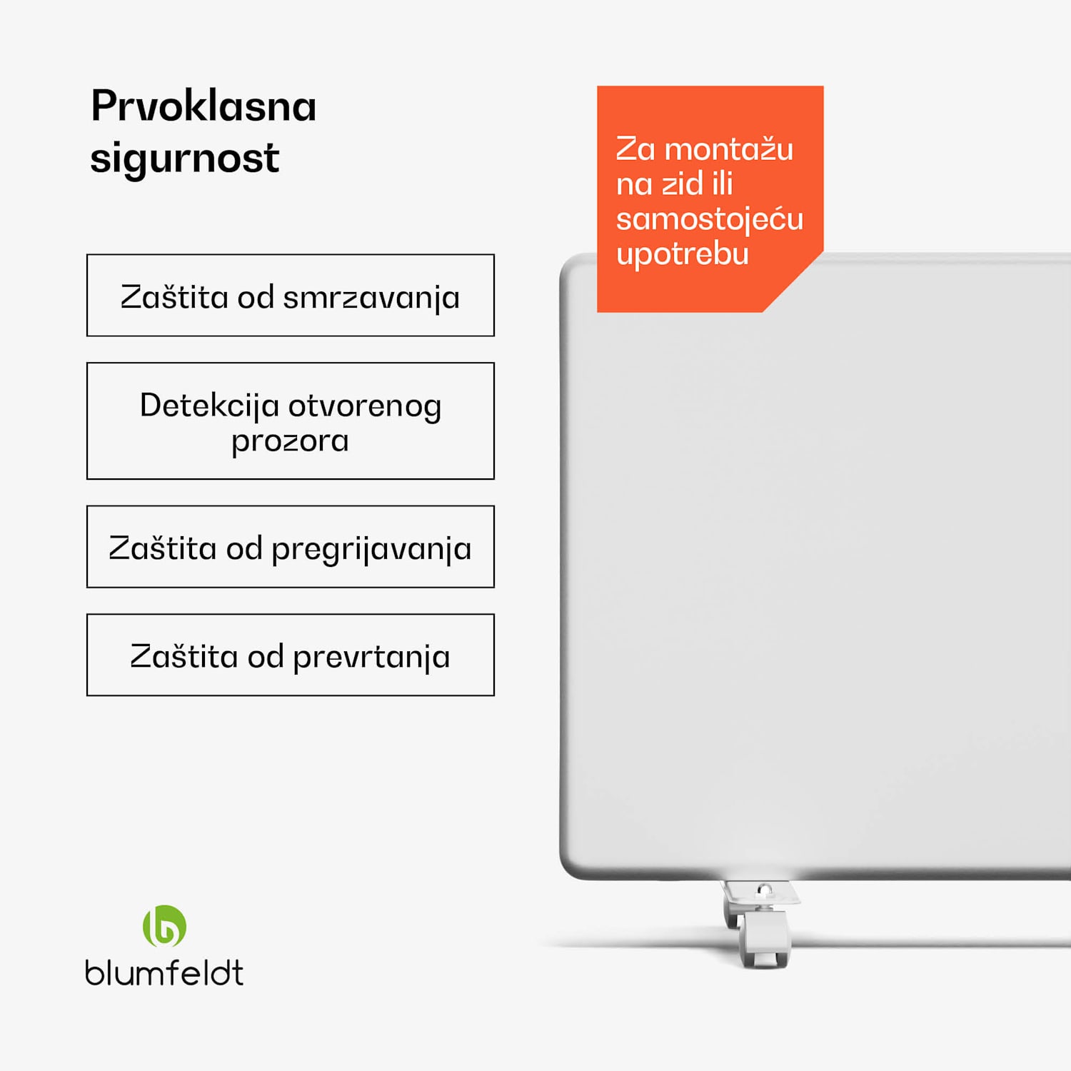 ThermaTouch konvektor, 2000 W, elegantan dizajn, upravljanje na dodir, do 20 m² Bijela