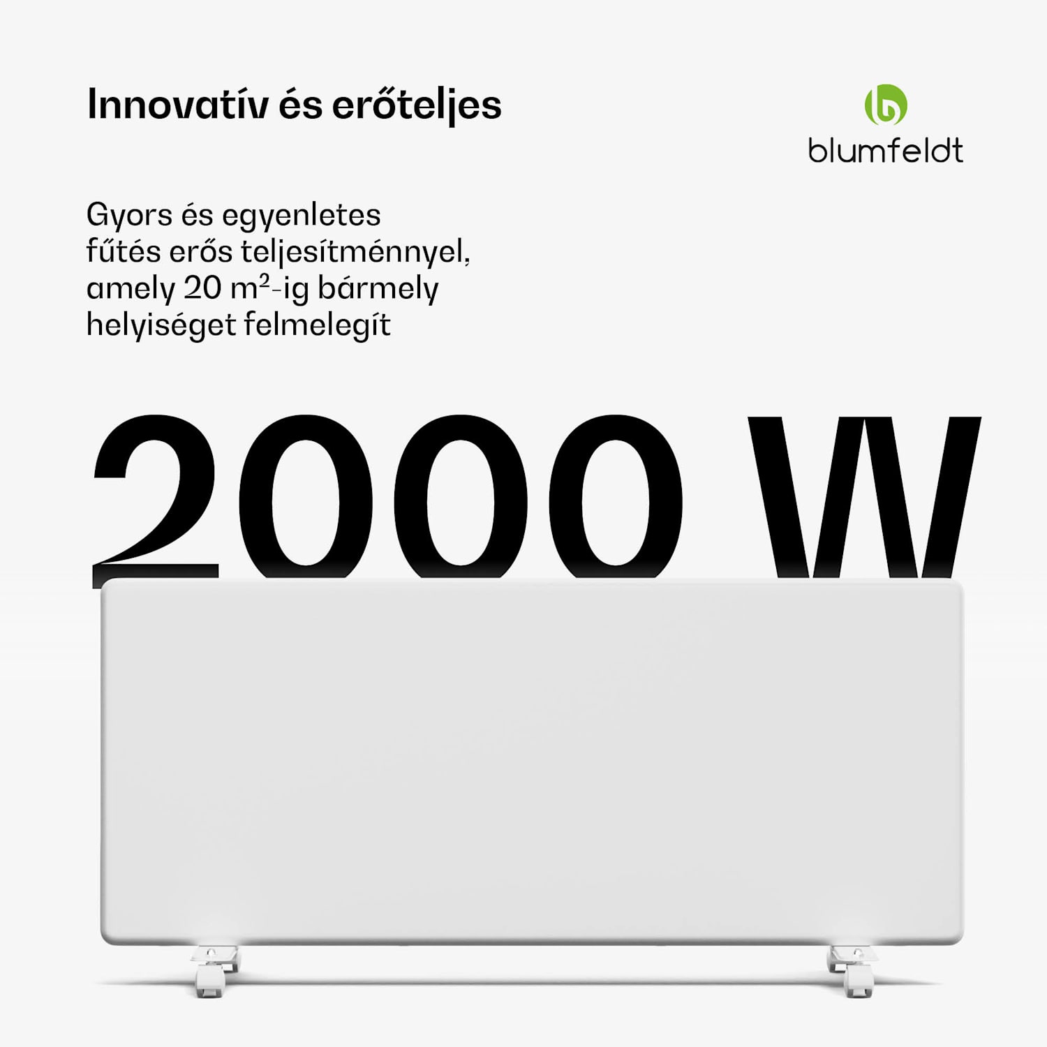 ThermaTouch konvektor, 2 000 W, elegáns kialakítás, érintéses vezérlés, 20 m²-ig Fehér