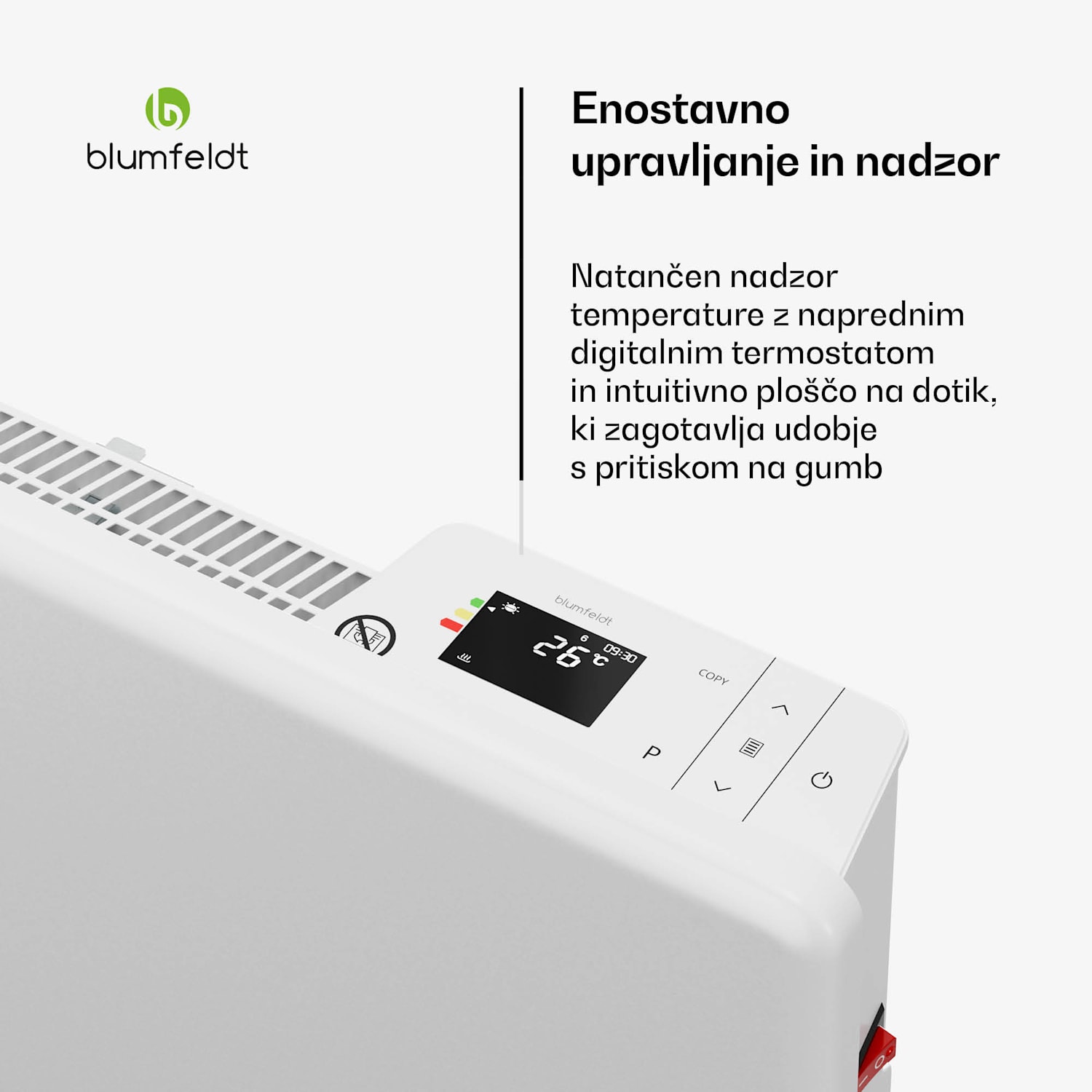 ThermaTouch konvektor, 2 000 W, elegantna zasnova, upravljanje na dotik, do 20 m² 