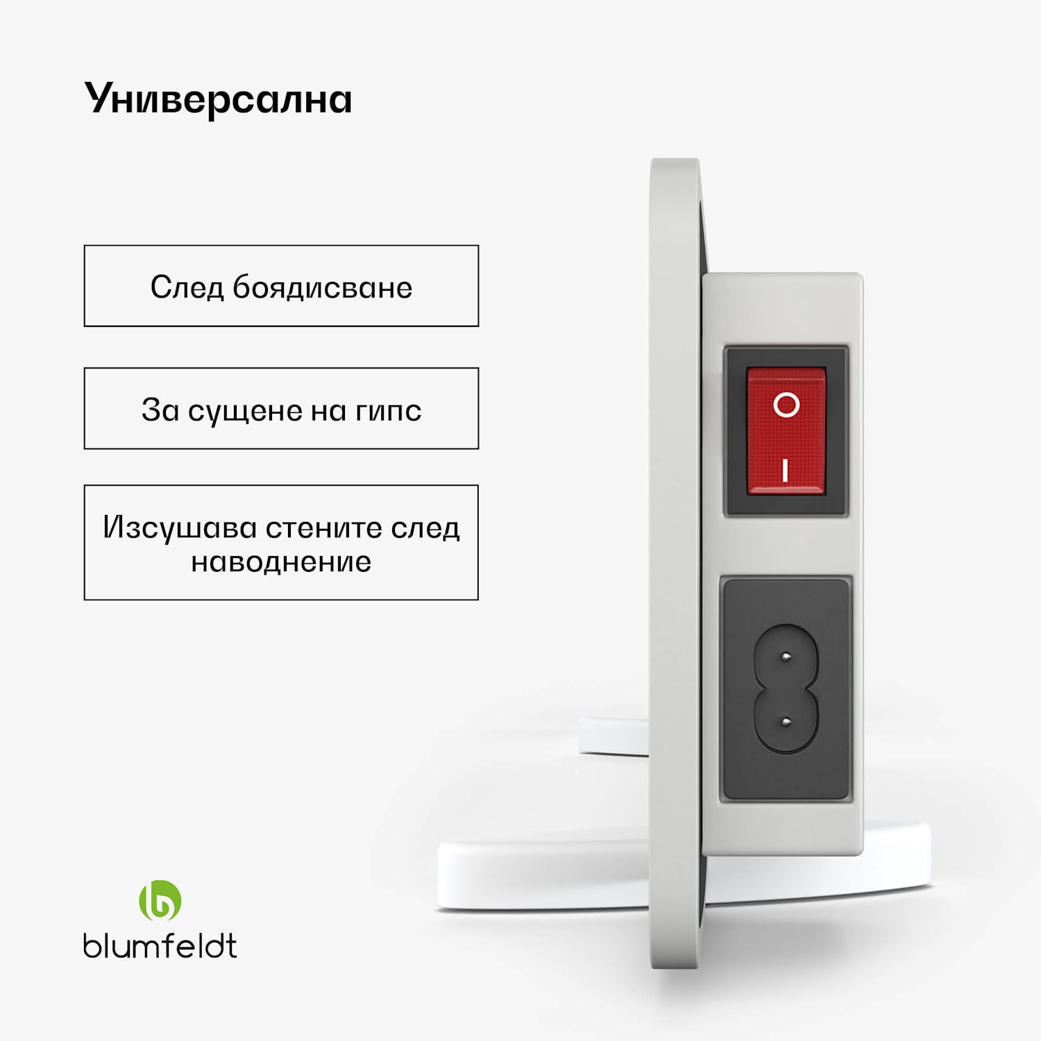 DryWave инфрачервена сушилня за стена, 50-150 W, суши бои и мазилки, и монтаж на стена 3 панела