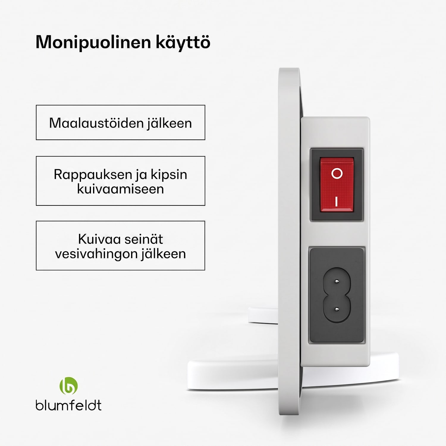 DryWave infrapunaseinäkuivain | 50–150 W | kuivattaa maalia ja rappausta | seinäasennus mahdollinen 