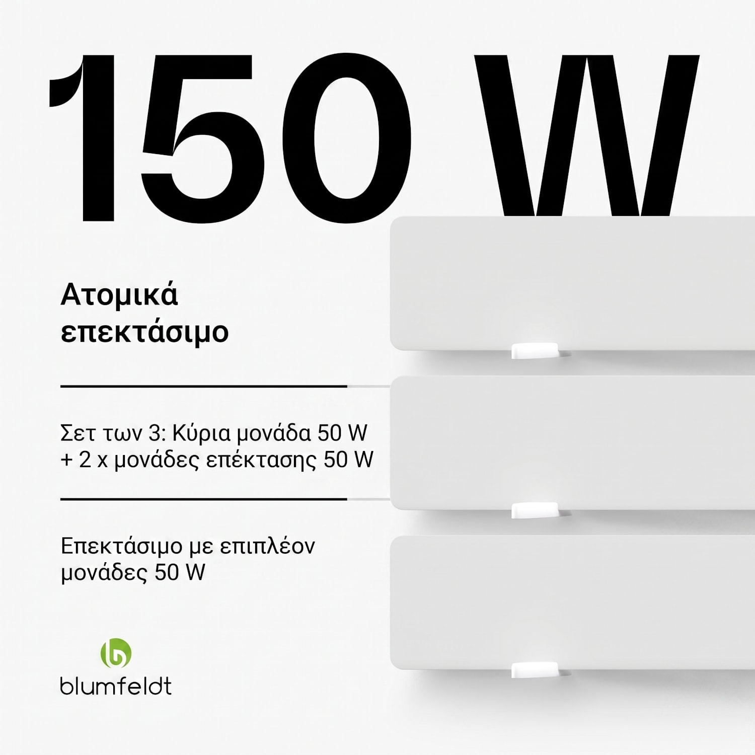 DryWave 150W 9,5x50cm Επιτοίχιος Στεγνωτήρας Υπερύθρων Λευκός 3 πάνελ
