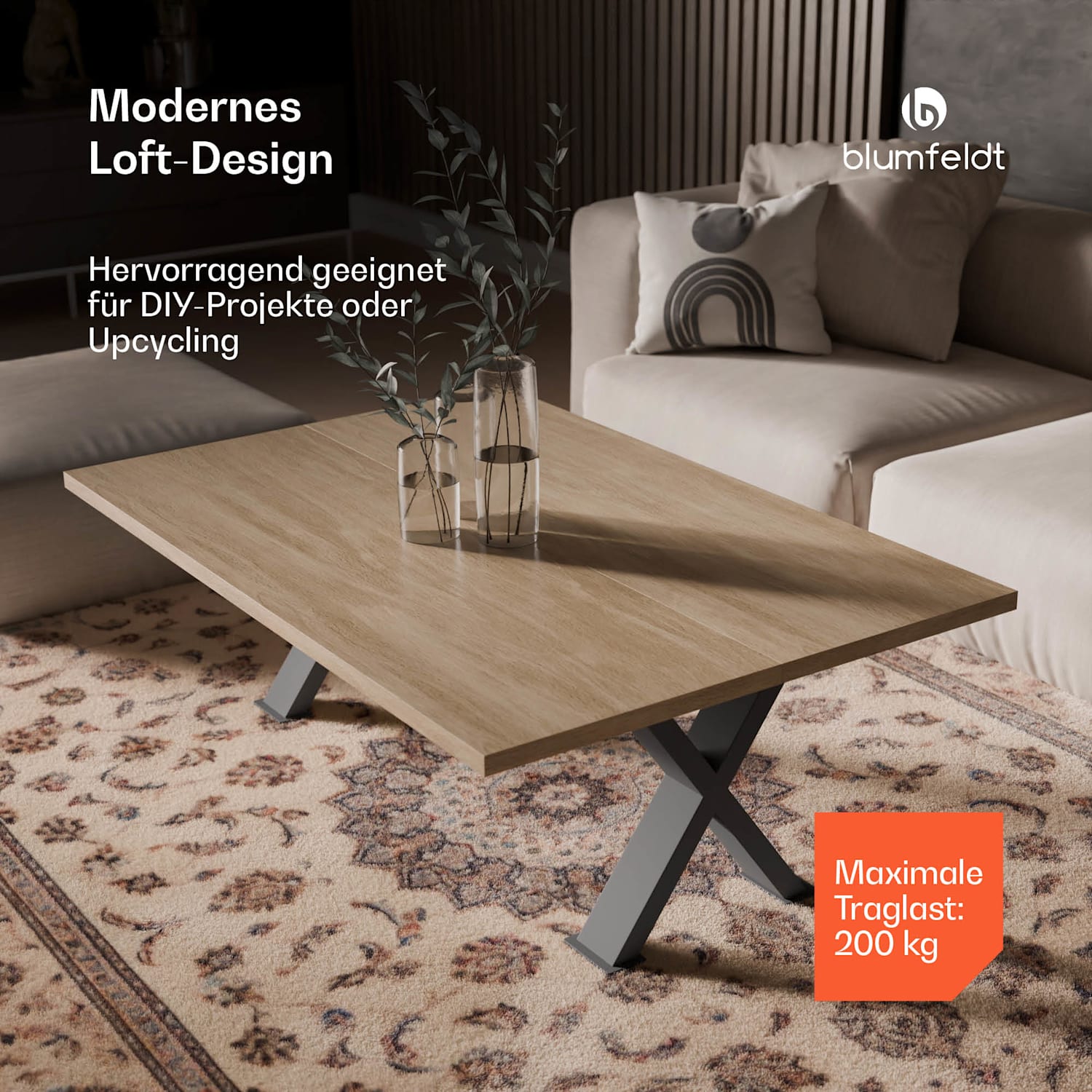 UrbanFodge X Tischbeine | Modernes Design | für DIY-Projekte | 200 kg Traglast 35 x 40 x 12 cm