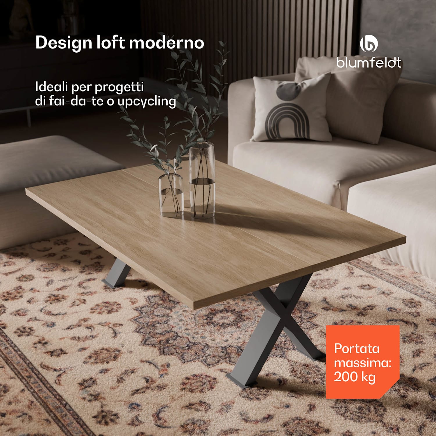 UrbanFodge X - Gambe del tavolo | Design moderno | Per progetti fai-da-te | Portata di 200 kg 35 x 40 x 12 cm