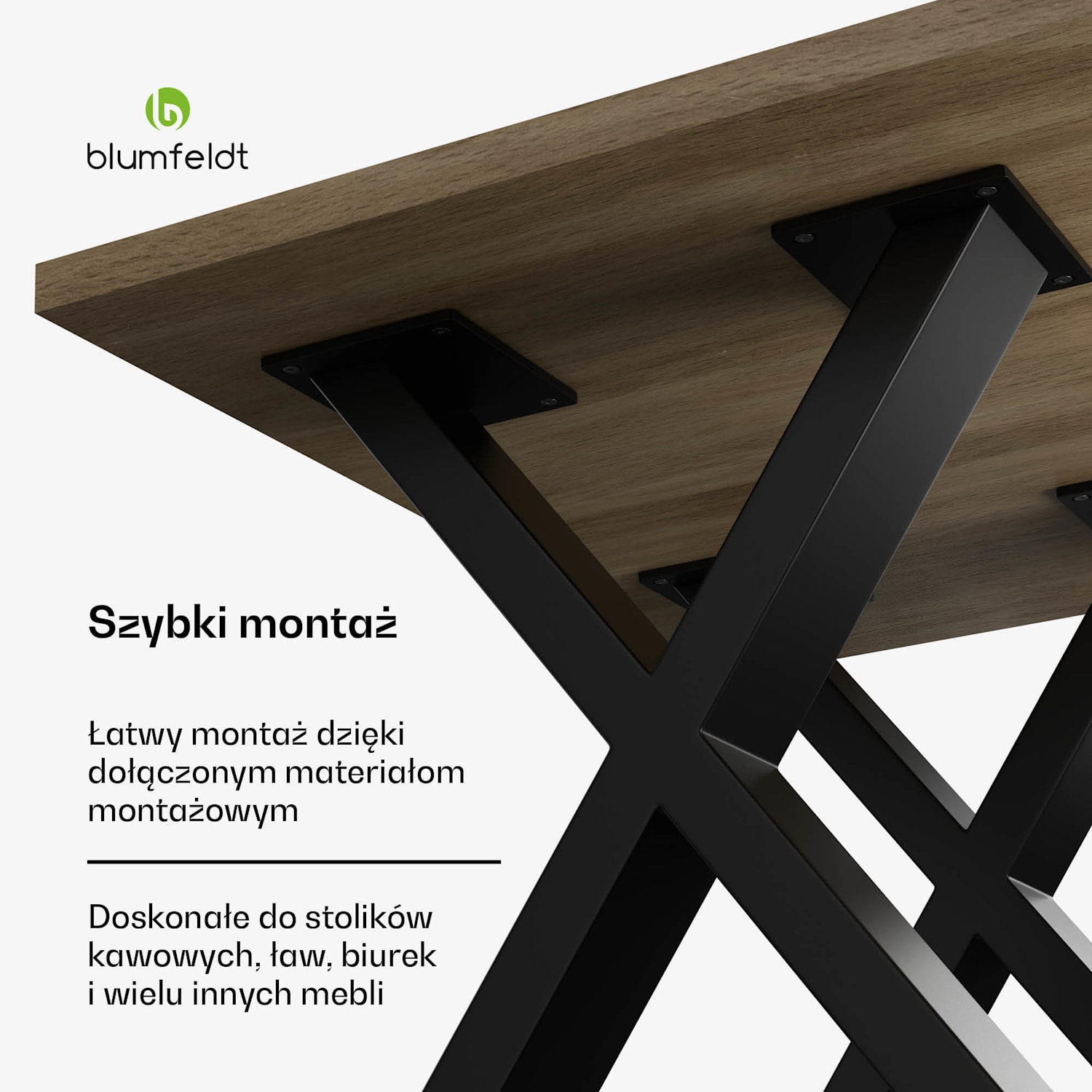 UrbanFodge X nogi do stolika kawowego, nowoczesny design, idealne do projektów DIY, nośność 200 kg 35 x 40 x 12 cm