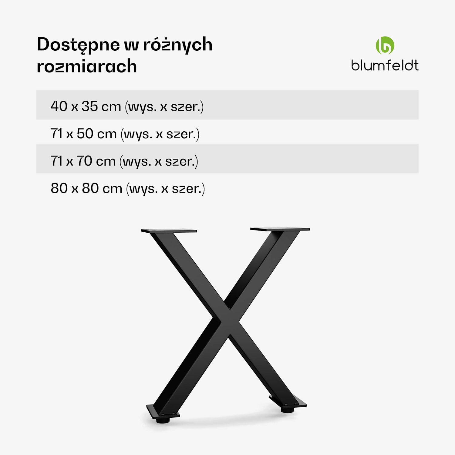 UrbanFodge X nogi do stolika kawowego, nowoczesny design, idealne do projektów DIY, nośność 200 kg 35 x 40 x 12 cm