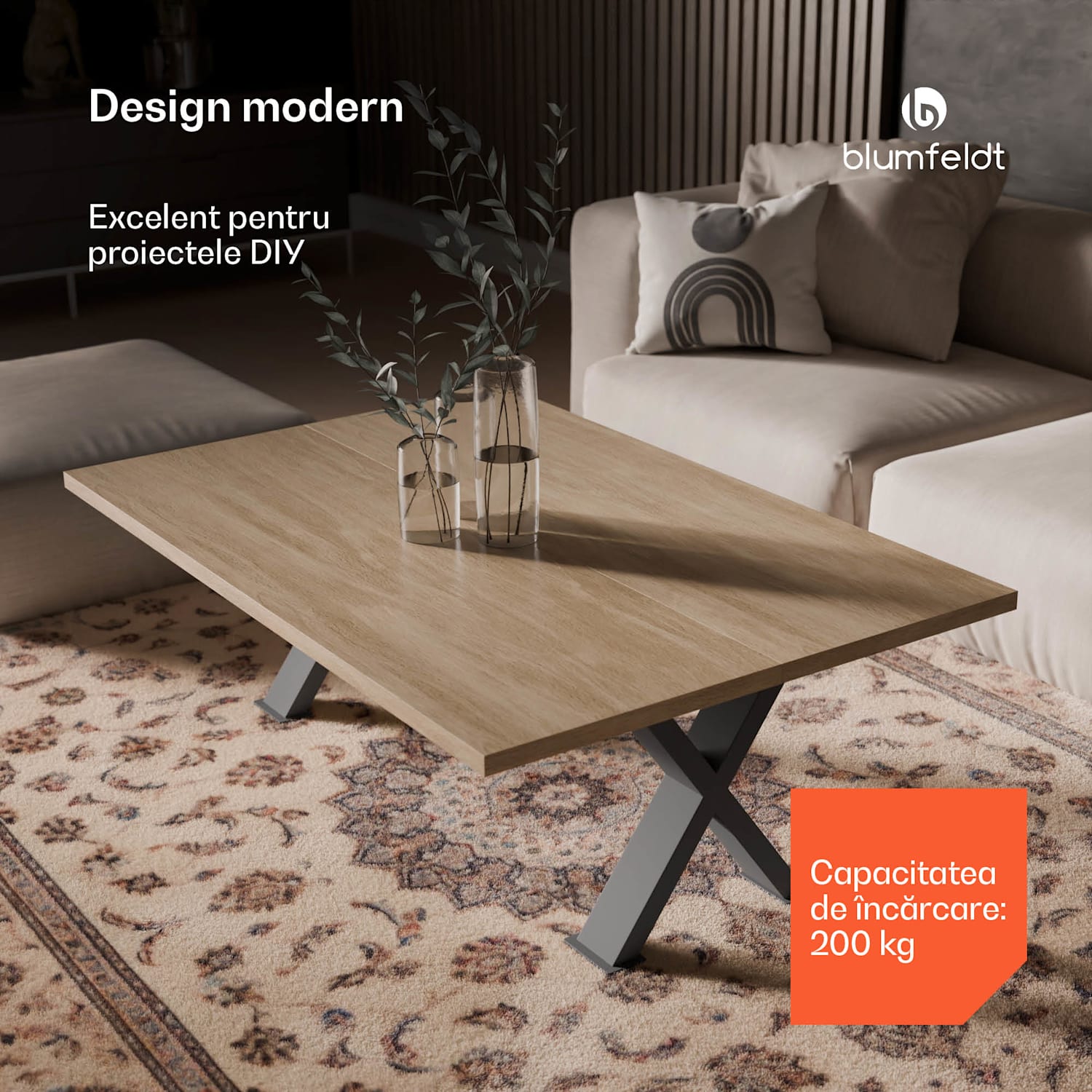 UrbanFodge X picioare de masă, design modern, pentru proiecte DIY, capacitate de încărcare 200 kg 35 x 40 x 12 cm