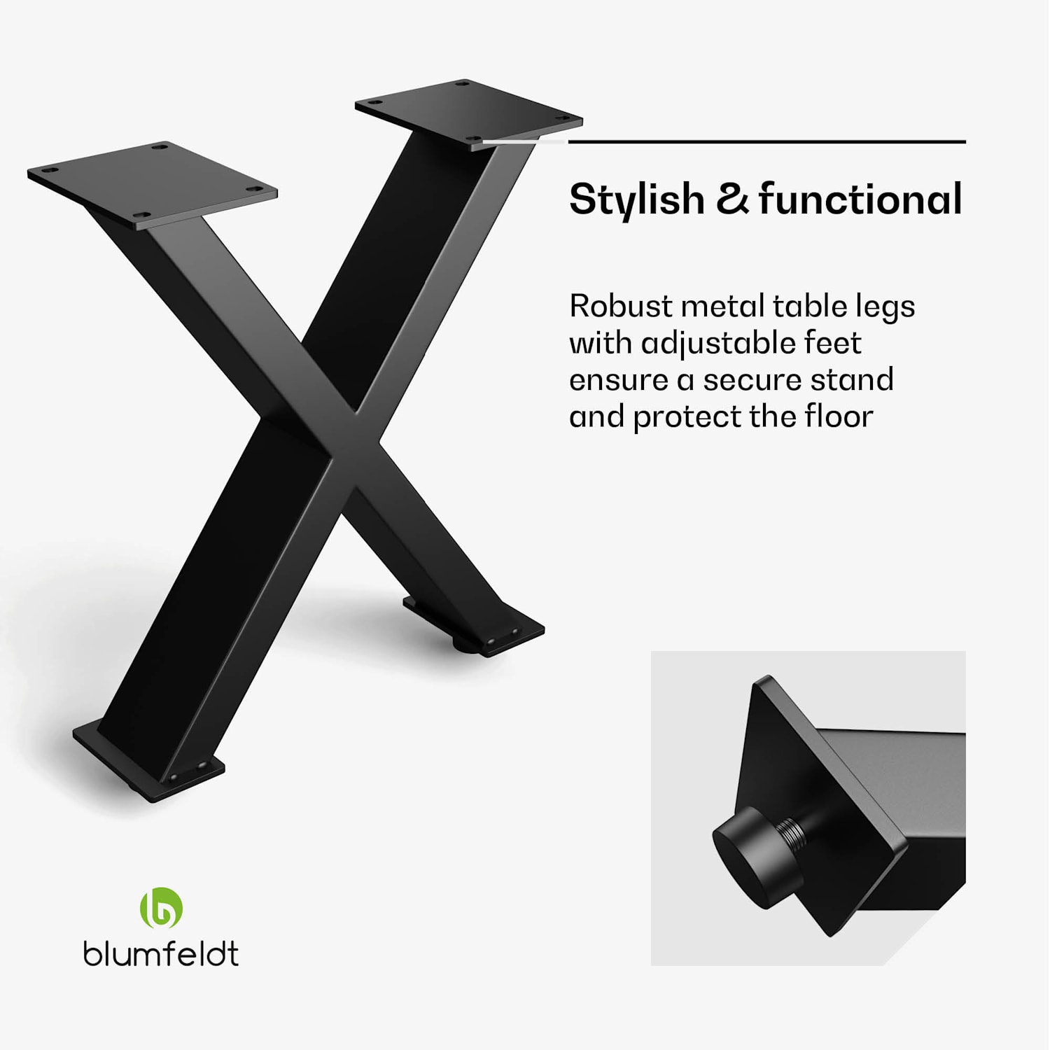 UrbanFodge X -pöydänjalat | moderni muotoilu | tee se itse -projekteihin | 200 kg kantavuus 35 x 40 x 12 cm