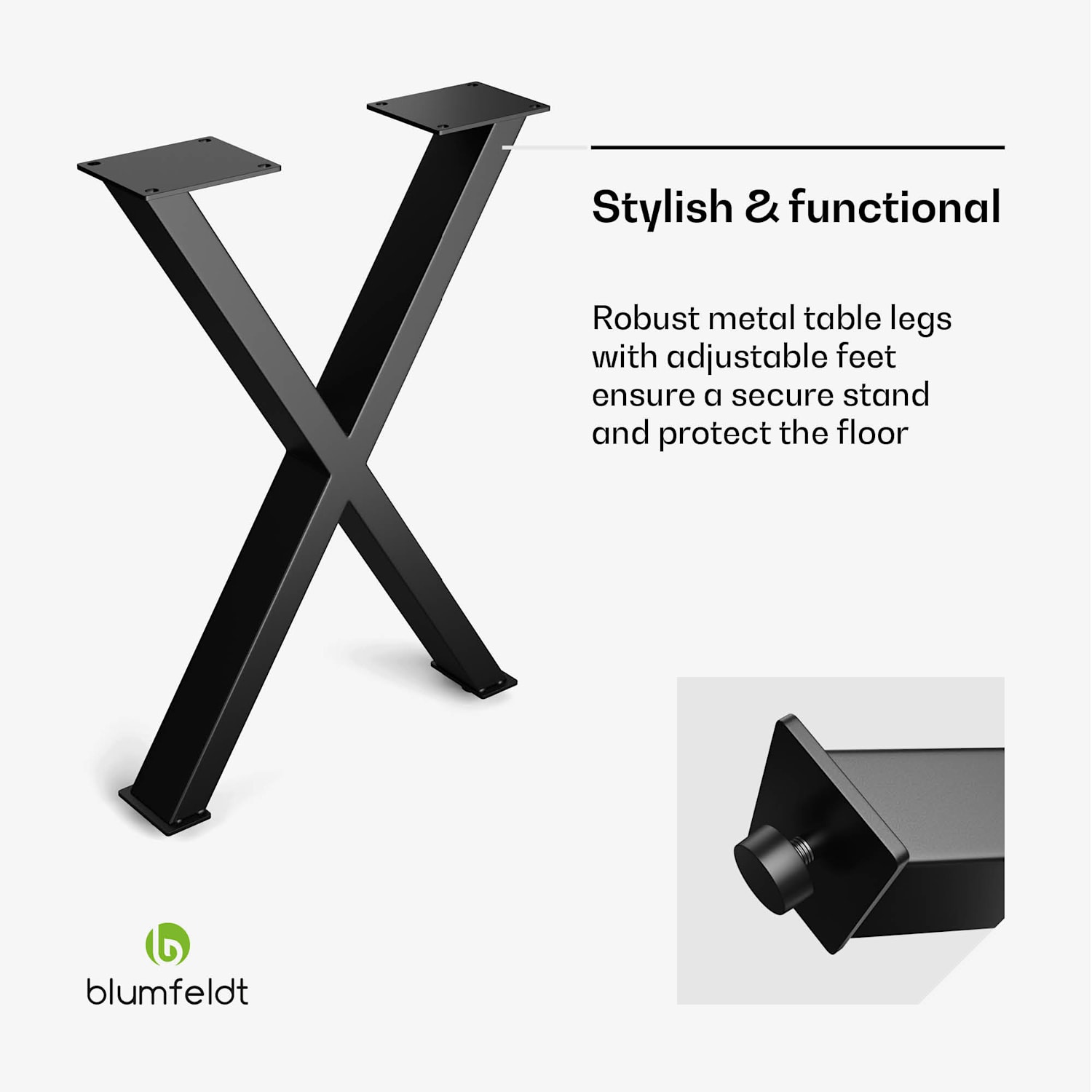 Pés de mesa UrbanFodge X | design moderno | para projectos DIY | capacidade de carga de 200 kg 50 x 71 x 12 cm