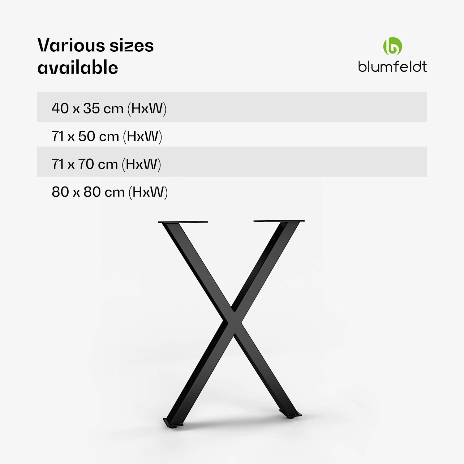 Pés de mesa UrbanFodge X | design moderno | para projectos DIY | capacidade de carga de 200 kg 50 x 71 x 12 cm