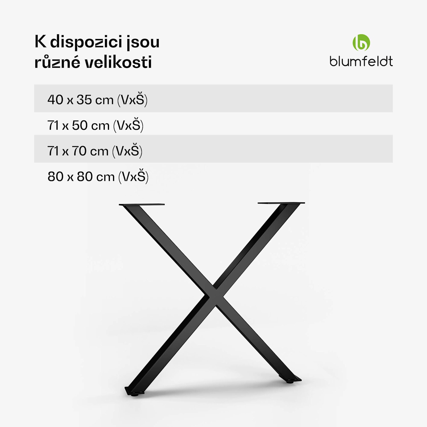 UrbanFodge X nohy stolu, moderní design, pro projekty DIY, nosnost 200 kg 70 x 71 x 12 cm