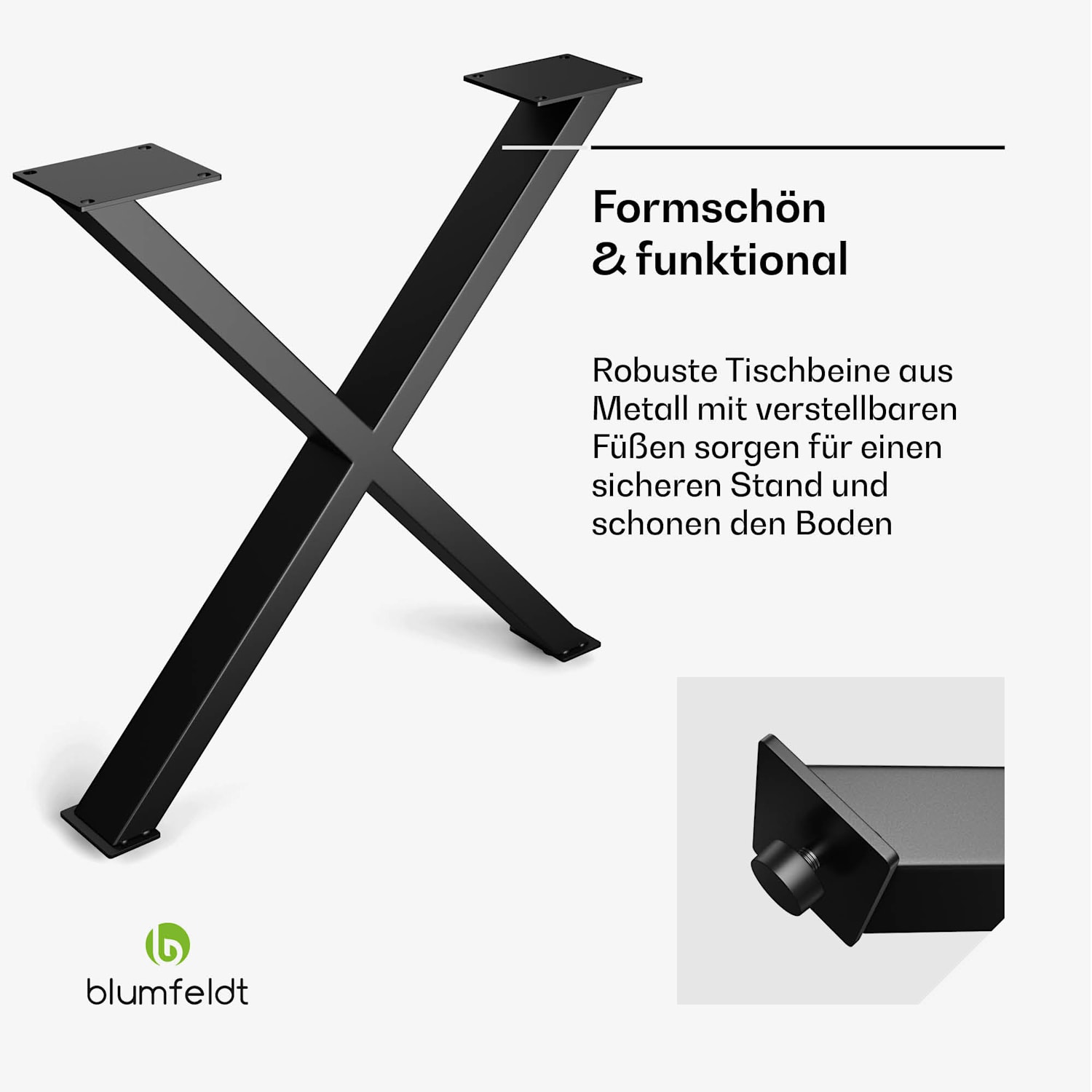 UrbanFodge X Tischbeine | Modernes Design | für DIY-Projekte | 200 kg Traglast 70 x 71 x 12 cm