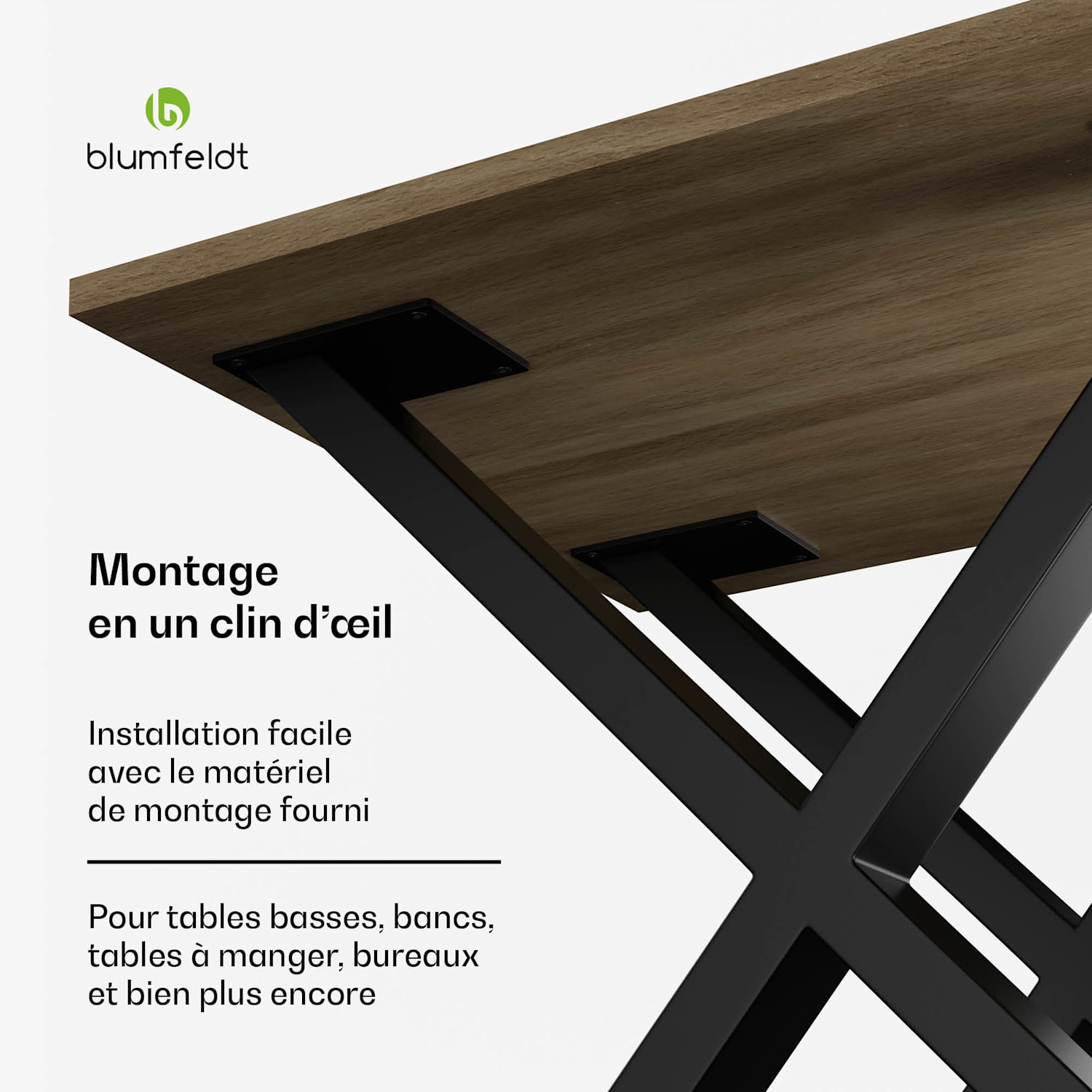 UrbanFodge X Pieds de table | Design moderne | pour les projets de bricolage | Capacité de charge de 200 kg 70 x 71 x 12 cm