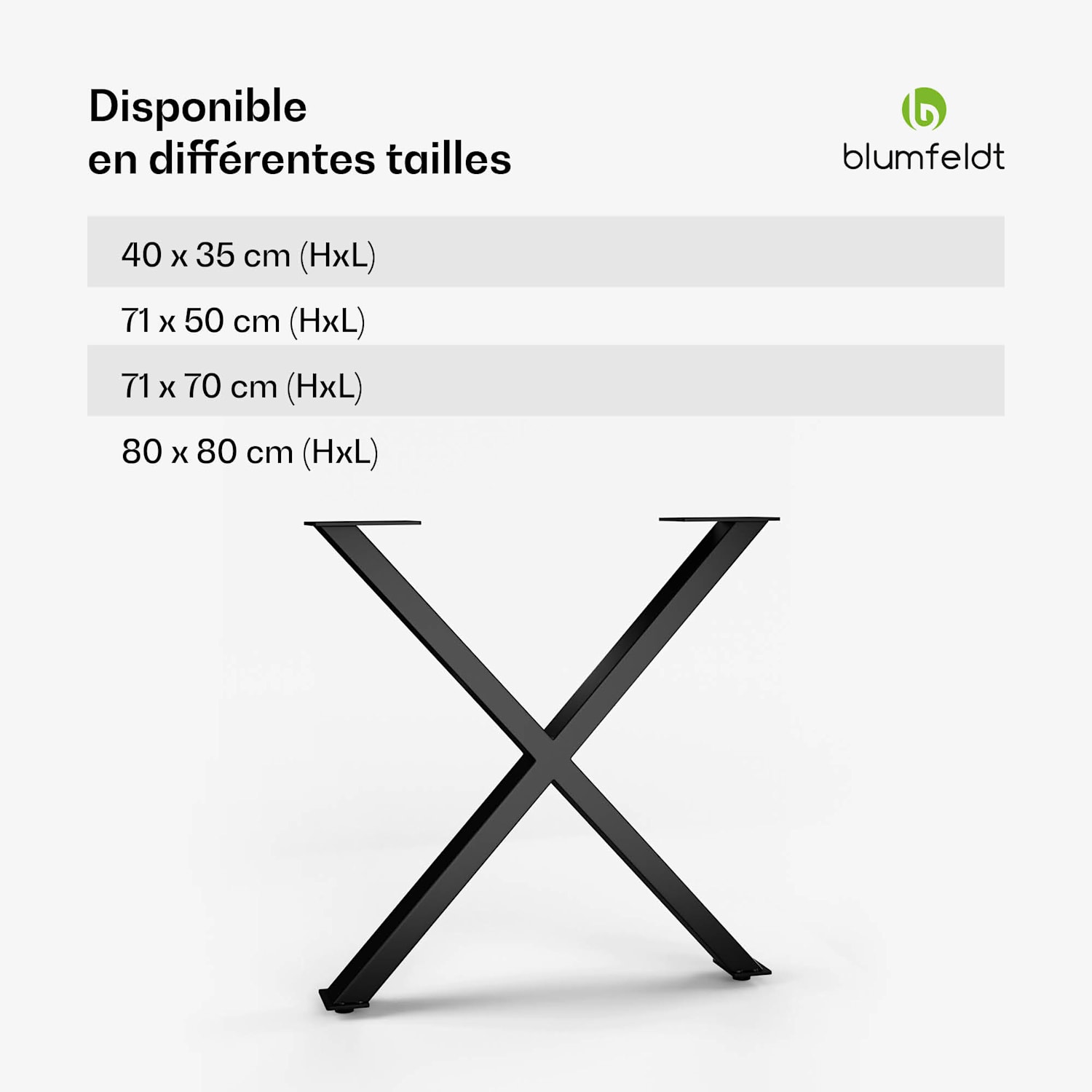 UrbanFodge X Pieds de table | Design moderne | pour les projets de bricolage | Capacité de charge de 200 kg 70 x 71 x 12 cm