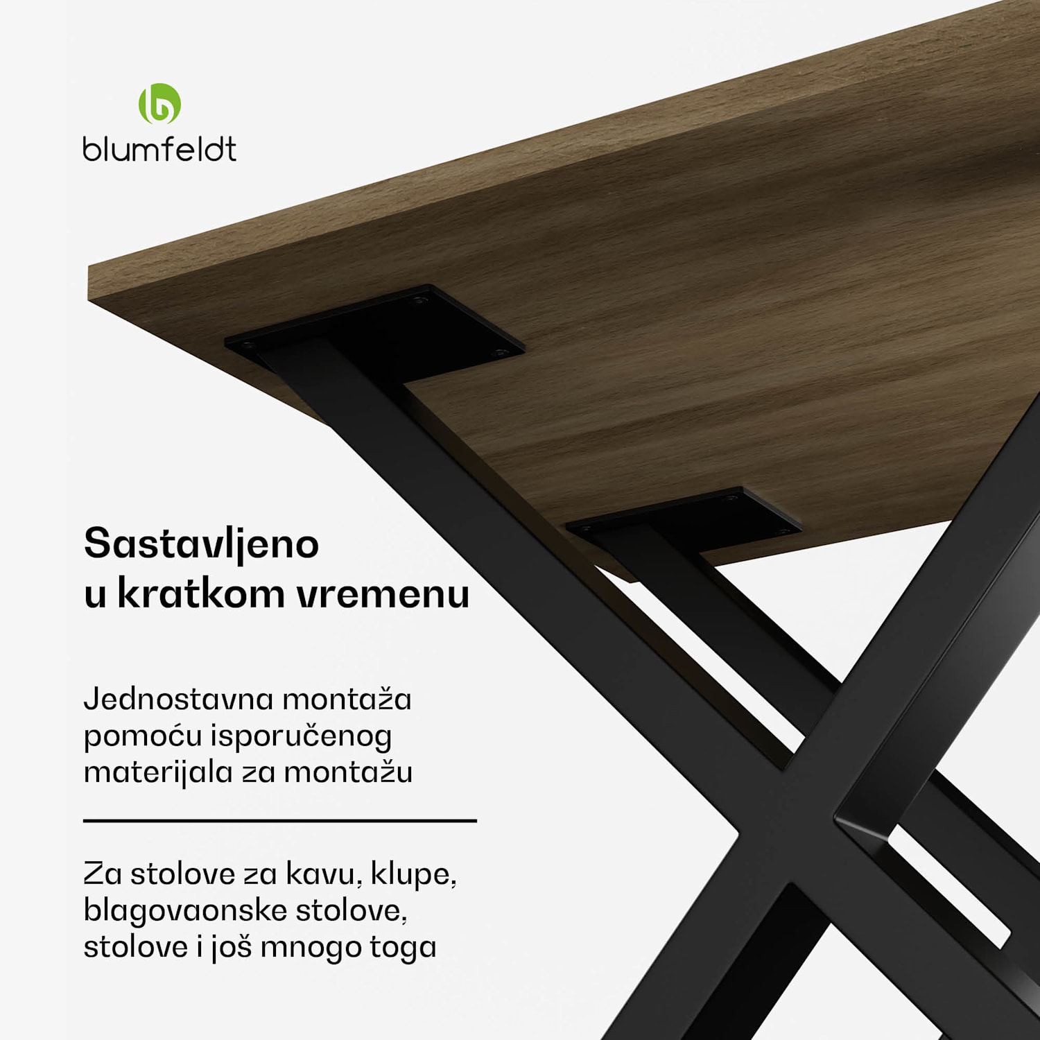 UrbanFodge X noge za stol, moderan dizajn, za DIY projekte, nosivost 200 kg 70 x 71 x 12 cm