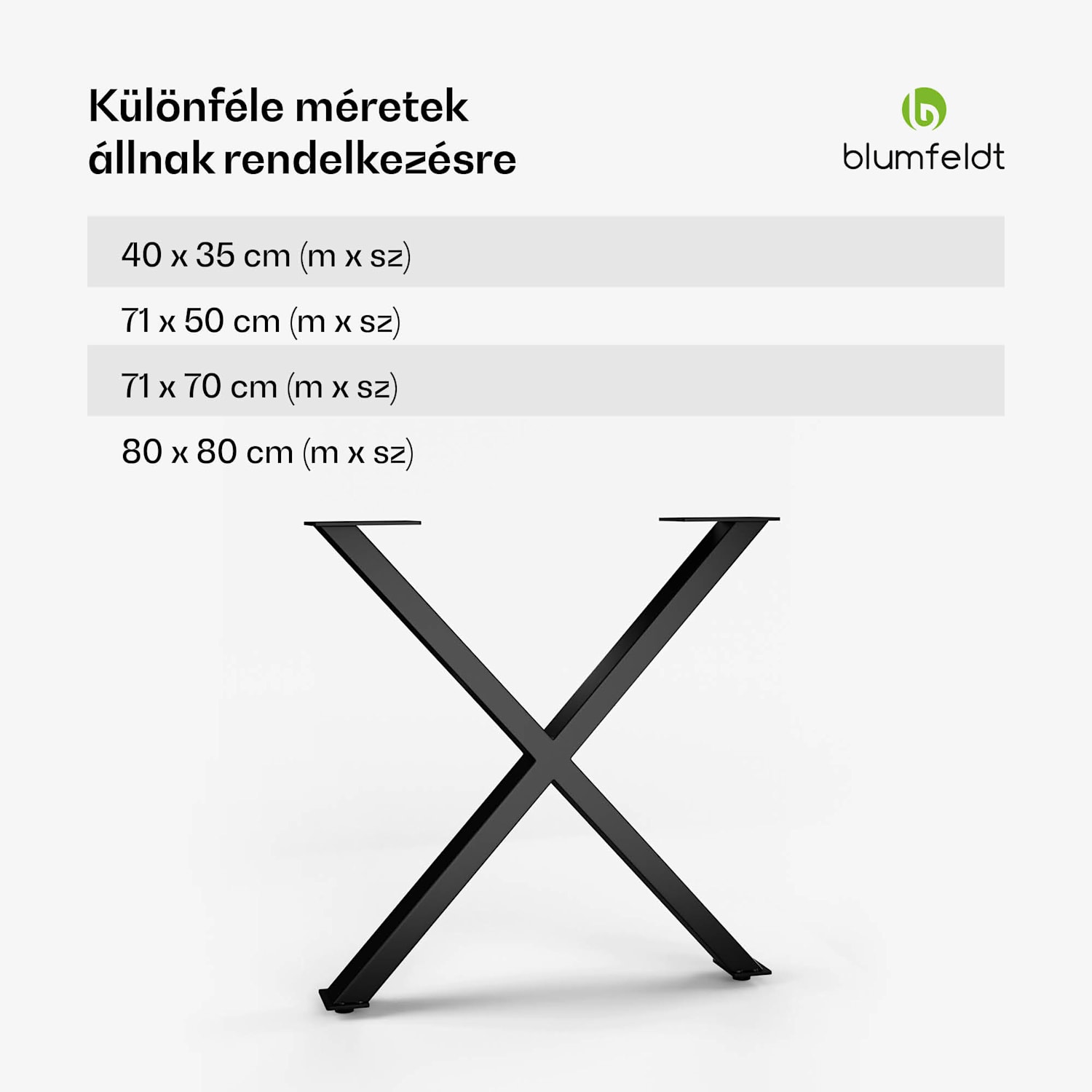 UrbanFodge X asztallábak, modern kialakítás, barkácsprojektekhez, 200 kg teherbírás 70 x 71 x 12 cm