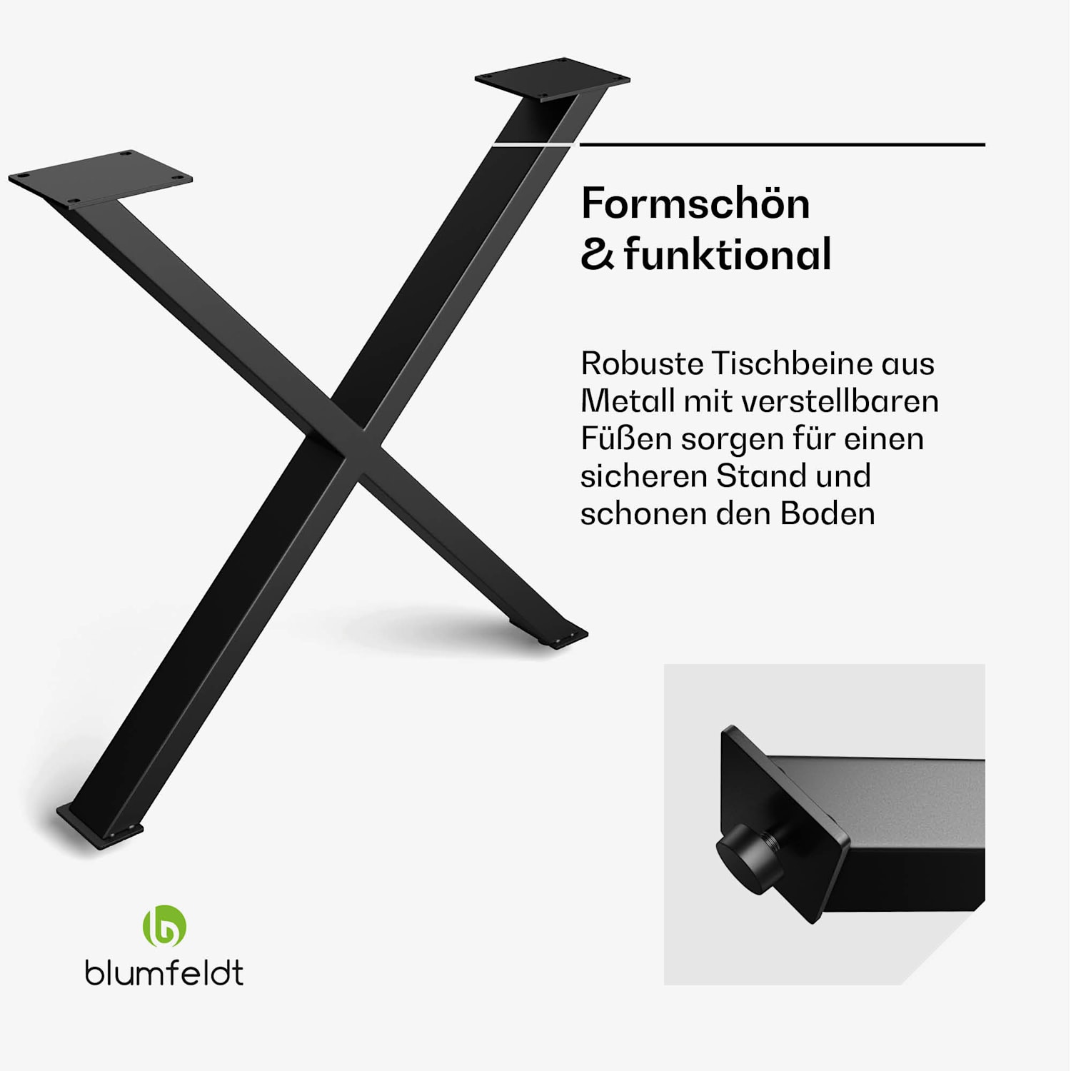 UrbanFodge X Pieds de table | Design moderne | pour les projets de bricolage | Capacité de charge de 200 kg 80 x 80 x 12 cm