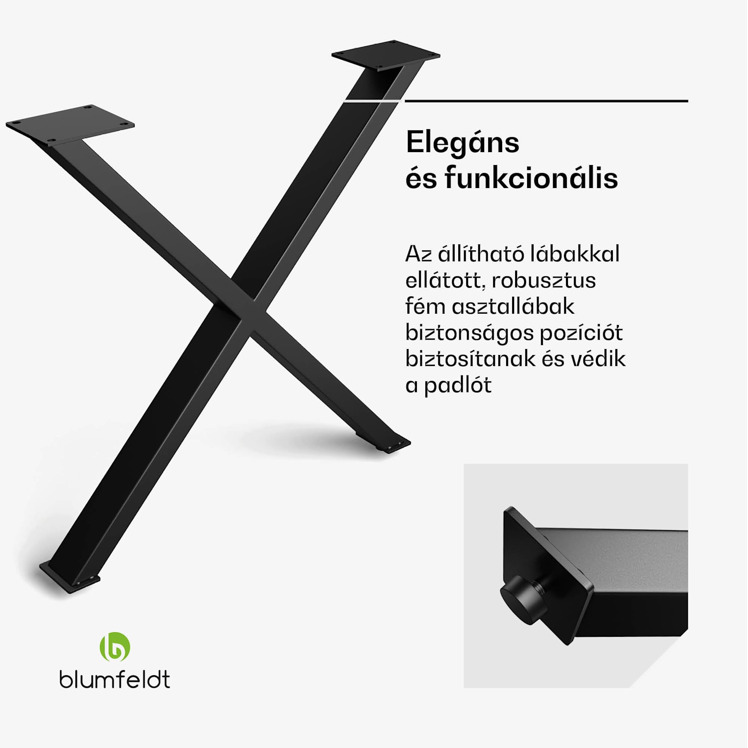 UrbanFodge X asztallábak, modern kialakítás, barkácsprojektekhez, 200 kg teherbírás 80 x 80 x 12 cm