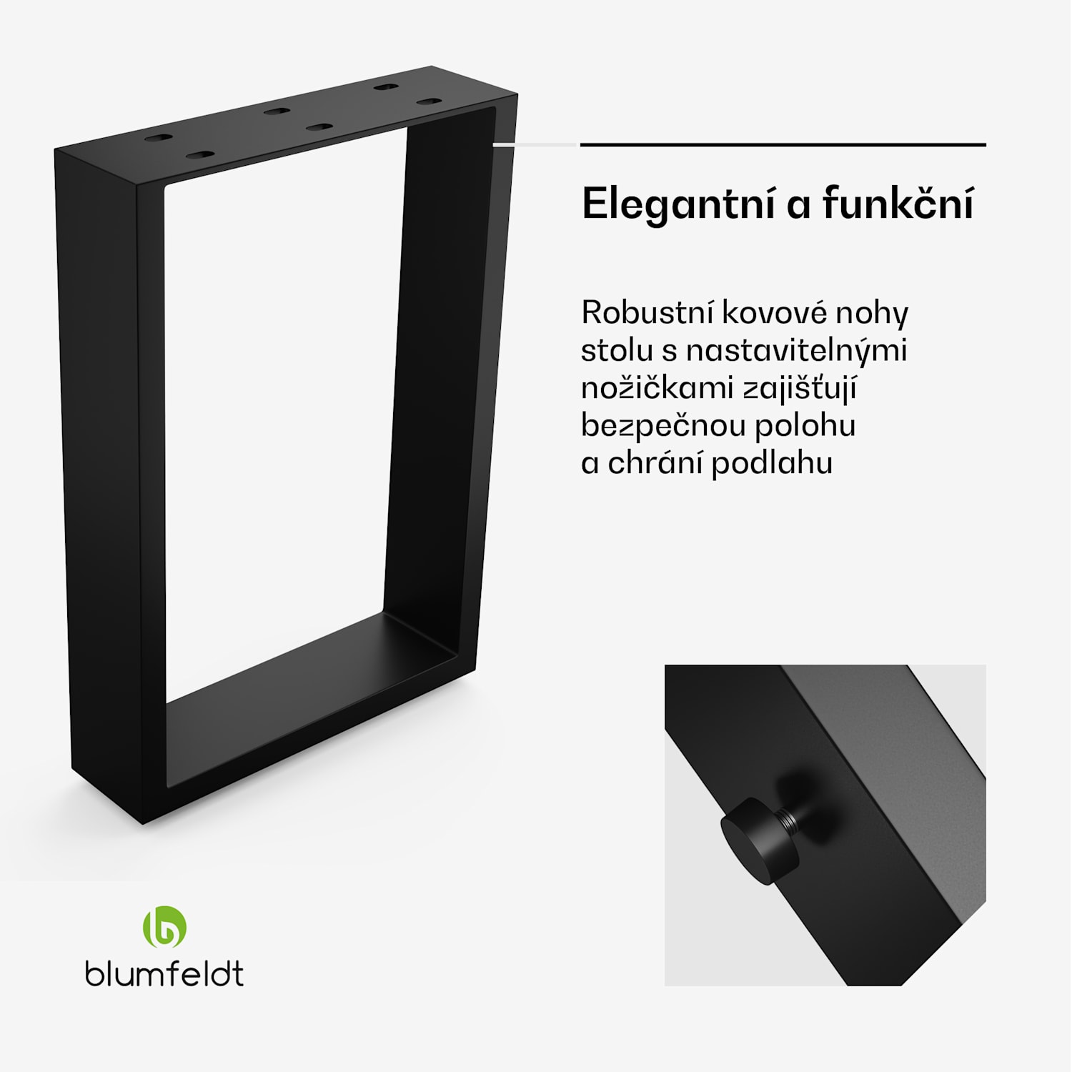 blumfeldt UrbanFodge U nohy stolu, moderní design, pro projekty DIY, nosnost 200 kg 30 x 43 x 12 cm