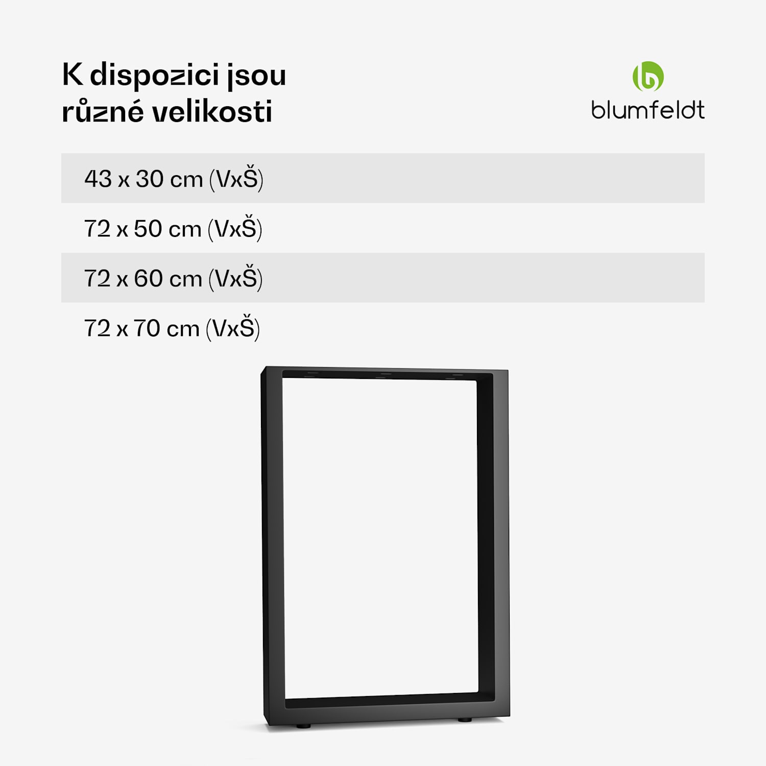 blumfeldt UrbanFodge U nohy stolu, moderní design, pro projekty DIY, nosnost 200 kg 30 x 43 x 12 cm