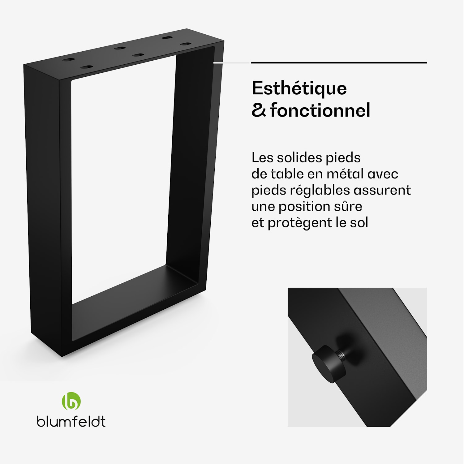 UrbanFodge U tafelpoten | modern design | voor DHZ projecten | 200 kg draagkracht 30 x 43 x 12 cm