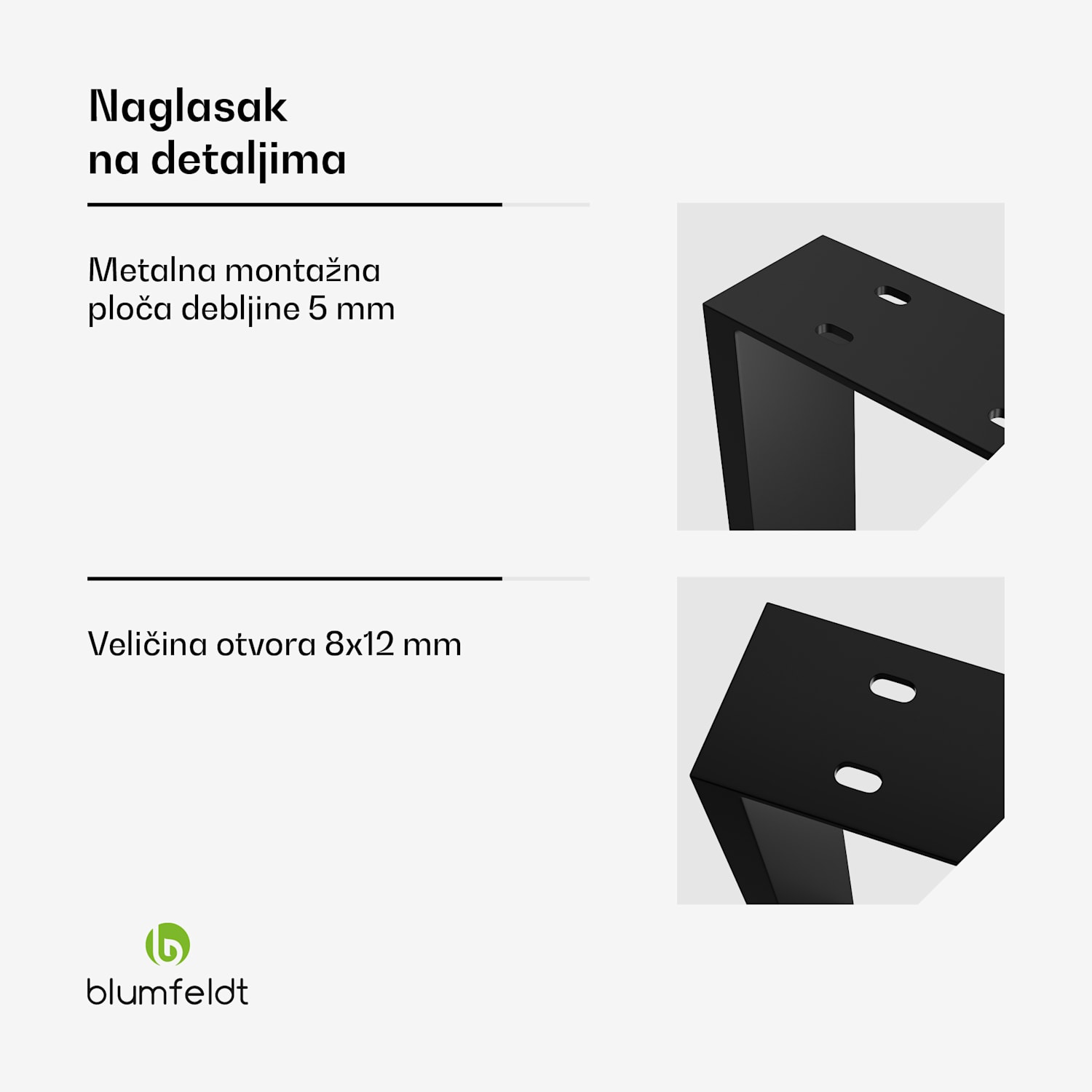 UrbanFodge U noge za stol, moderan dizajn, za DIY projekte, nosivost 200 kg 30 x 43 x 12 cm