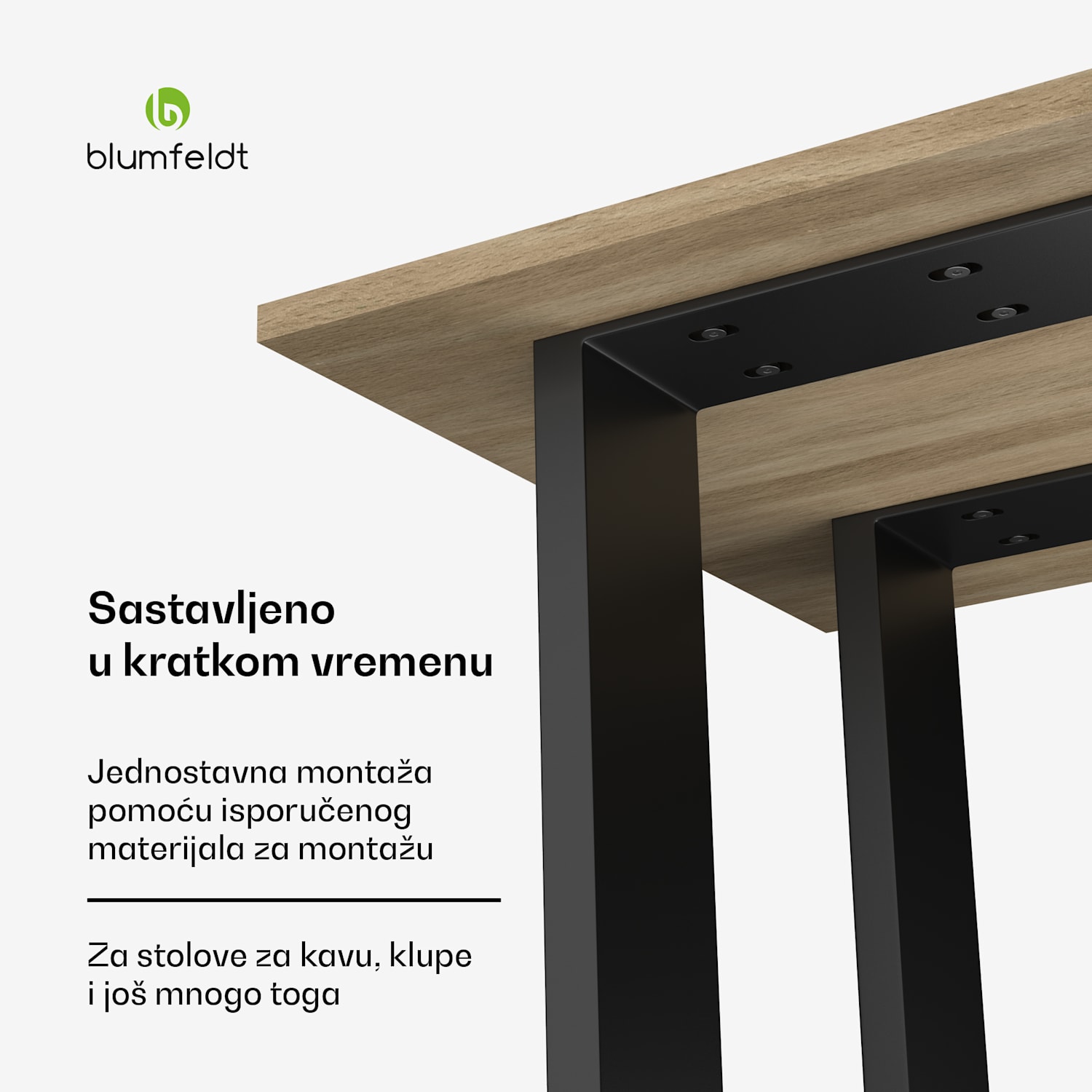 UrbanFodge U noge za stol, moderan dizajn, za DIY projekte, nosivost 200 kg 30 x 43 x 12 cm