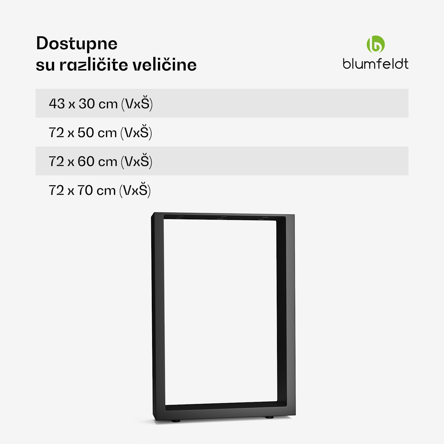 UrbanFodge U noge za stol, moderan dizajn, za DIY projekte, nosivost 200 kg 30 x 43 x 12 cm