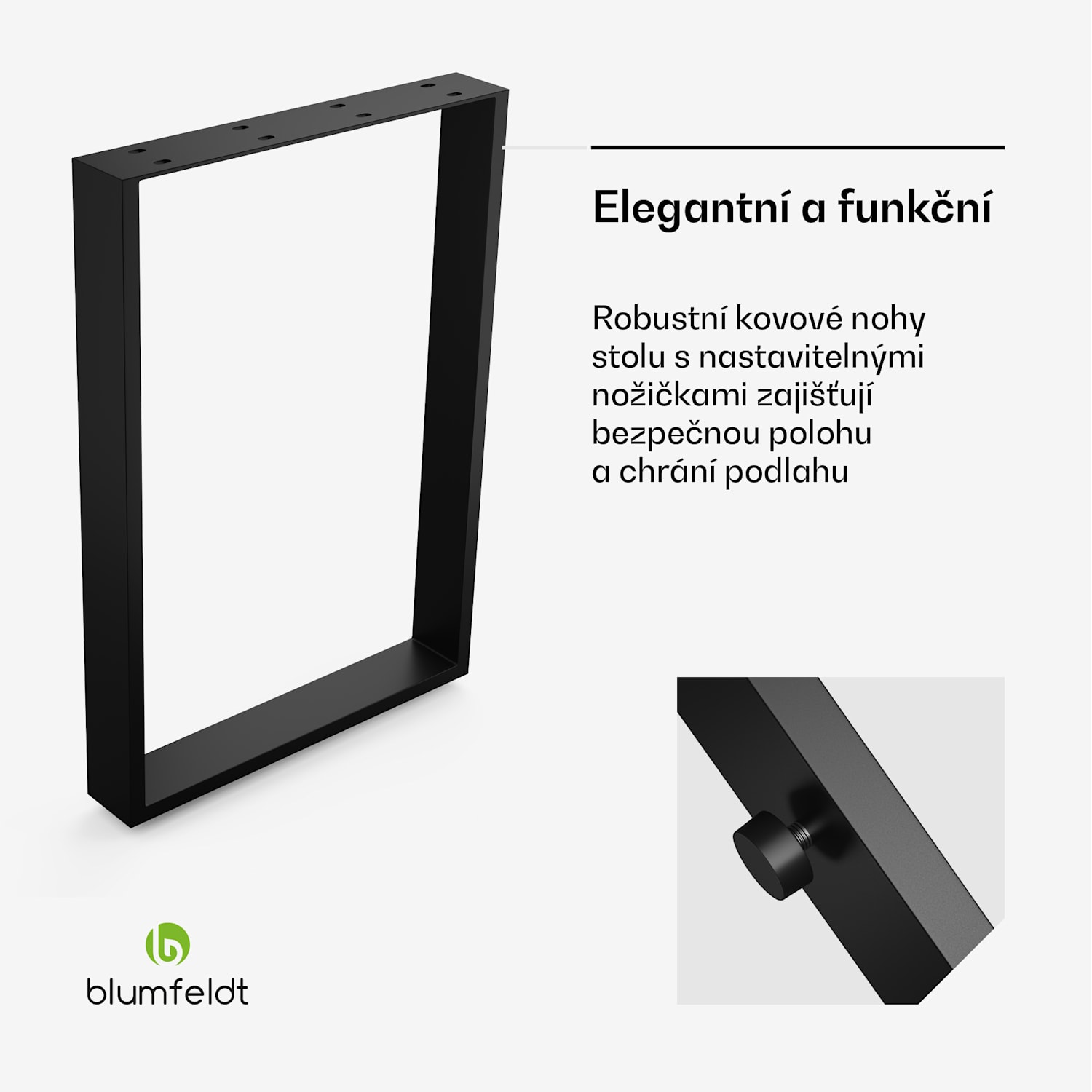 blumfeldt UrbanFodge U nohy stolu, moderní design, pro projekty DIY, nosnost 200 kg 50 x 72 x 12 cm