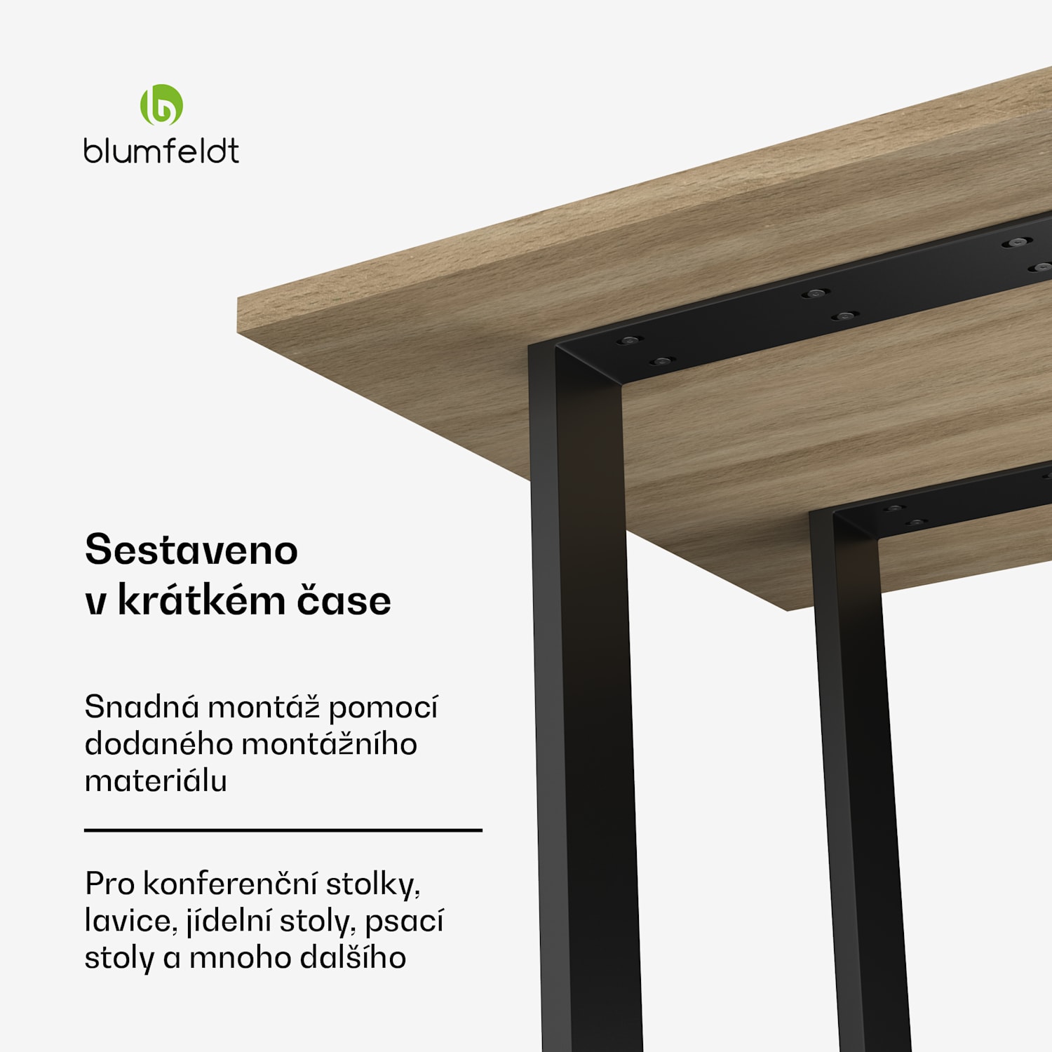 blumfeldt UrbanFodge U nohy stolu, moderní design, pro projekty DIY, nosnost 200 kg 50 x 72 x 12 cm