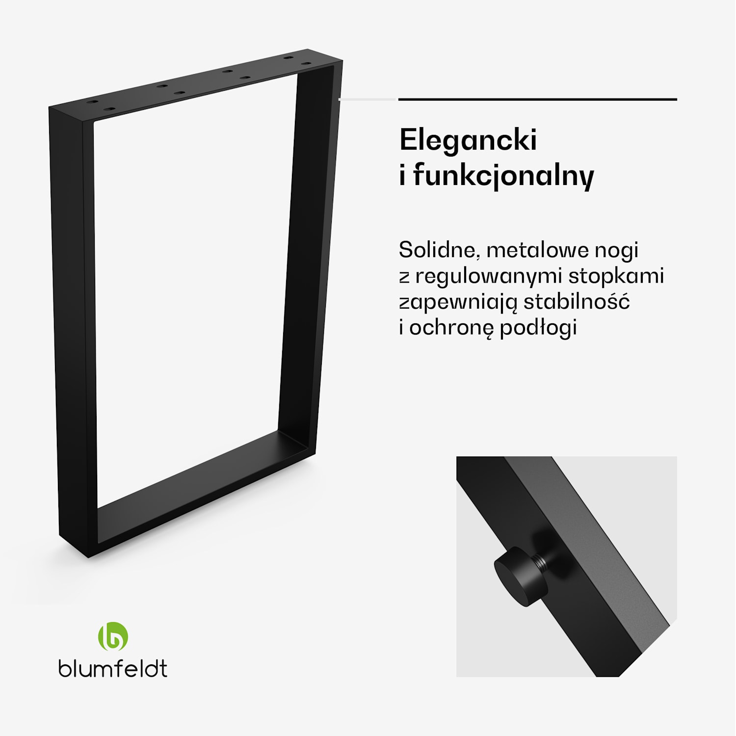 Blumfeldt UrbanFodge U nogi do stołu, nowoczesny design, idealne do projektów DIY, nośność 200 kg 50 x 72 x 12 cm