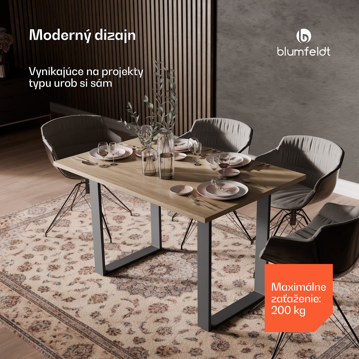 Blumfeldt UrbanFodge U nohy stola, Moderný dizajn, Pre projekty DIY, Nosnosť 200 kg 50 x 72 x 12 cm