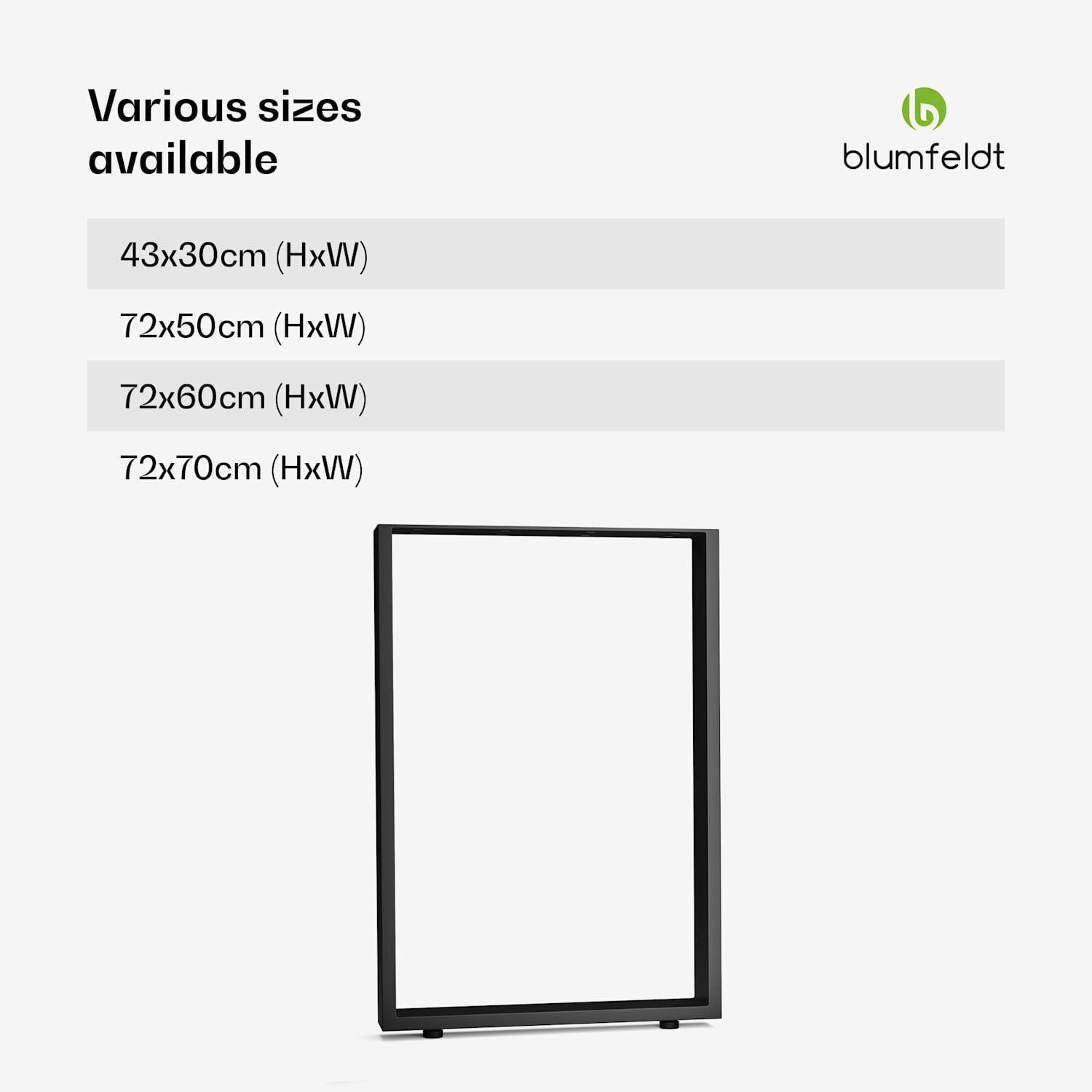 UrbanFodge U tafelpoten | modern design | voor DHZ projecten | 200 kg draagkracht 50 x 72 x 12 cm