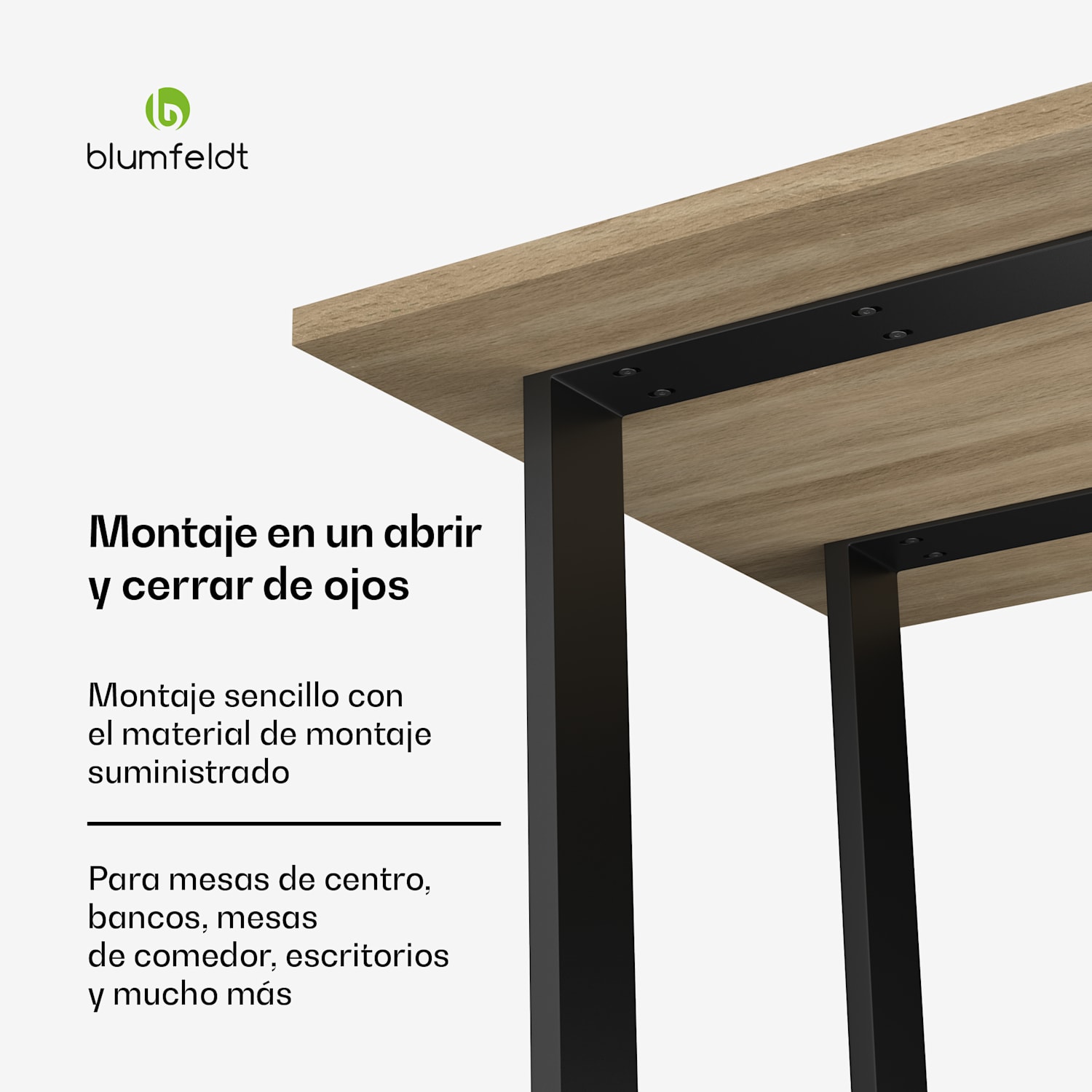UrbanFodge U patas de mesa de Blumfeldt| diseño moderno | para proyectos de bricolaje | 200 kg de capacidad de carga 60 x 72 x 12 cm