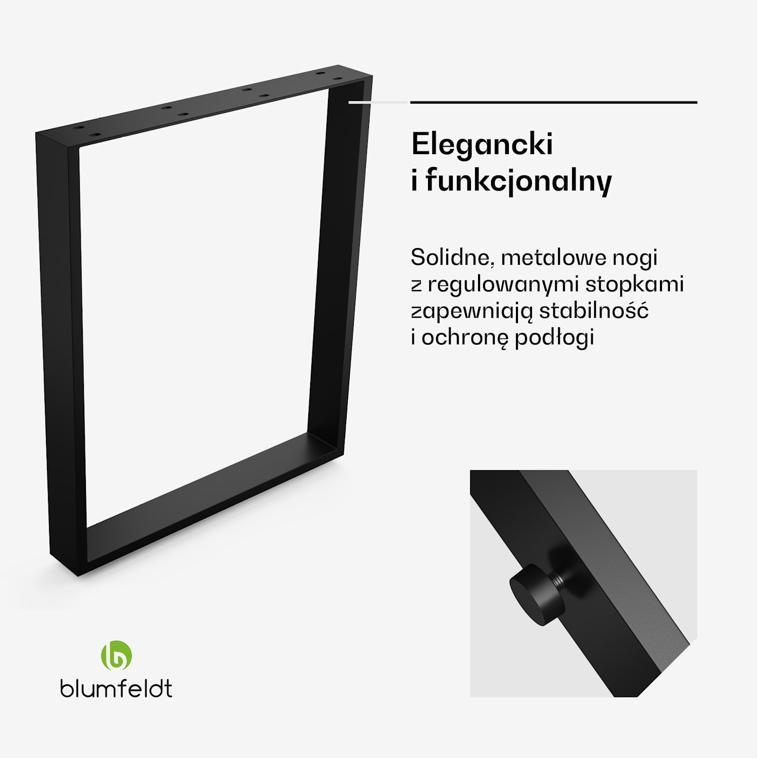 Blumfeldt UrbanFodge U nogi do stołu, nowoczesny design, idealne do projektów DIY, nośność 200 kg 60 x 72 x 12 cm