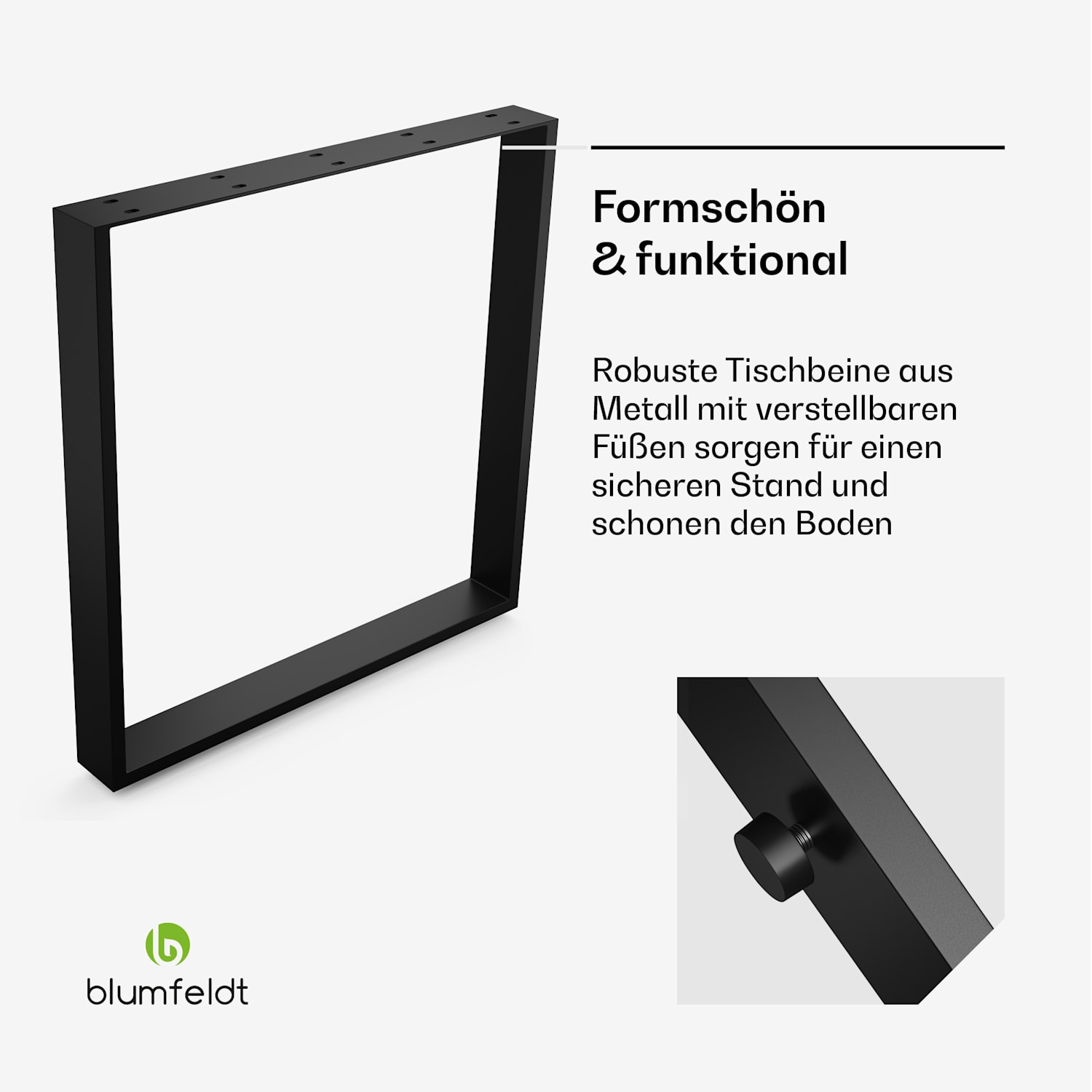 Blumfeldt UrbanFodge U Tischbeine | Modernes Design | für DIY-Projekte | 200 kg Traglast 70 x 72 x 12 cm