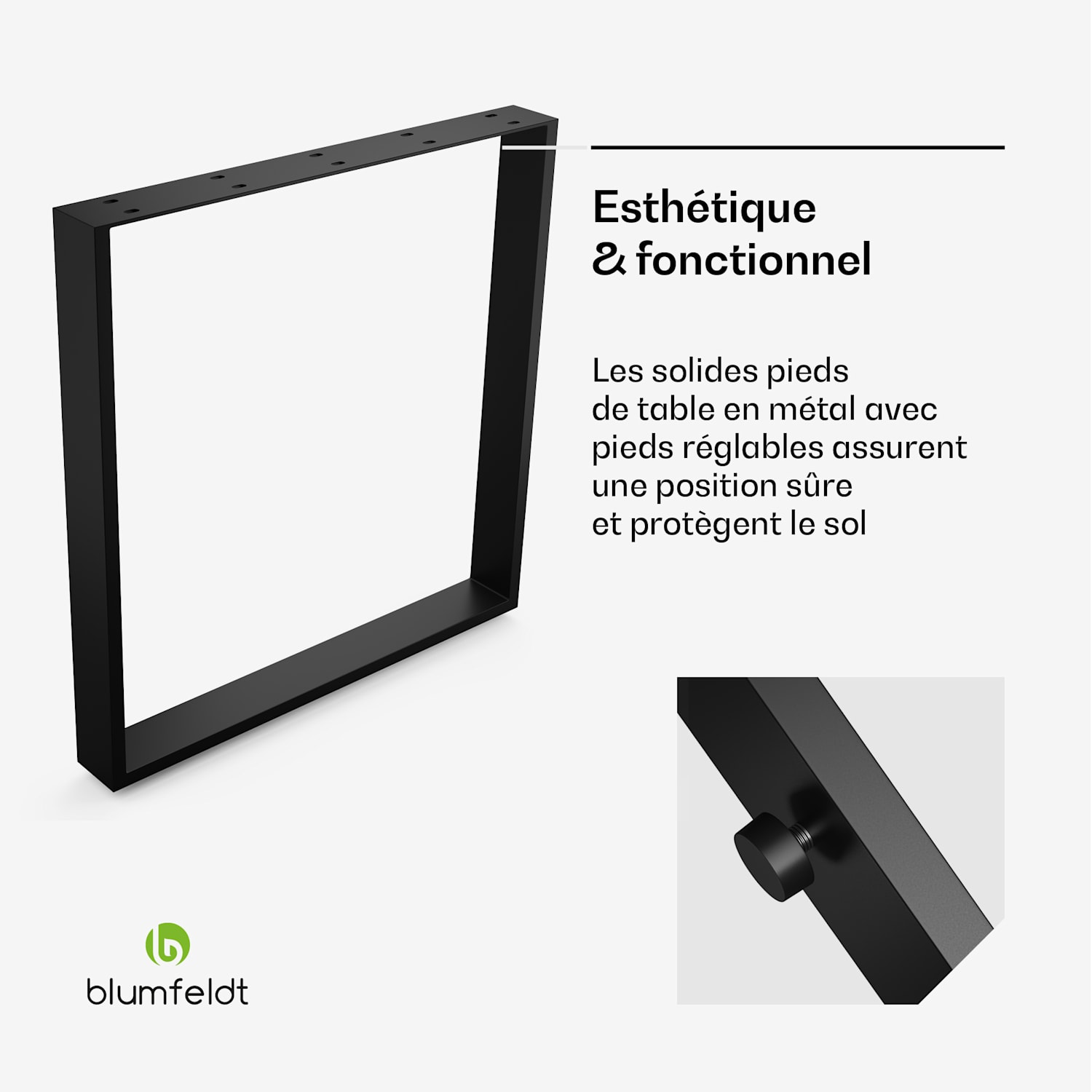 Blumfeldt UrbanFodge U pieds de table | Design moderne | pour projets de bricolage | capacité de charge 200 kg 70 x 72 x 12 cm