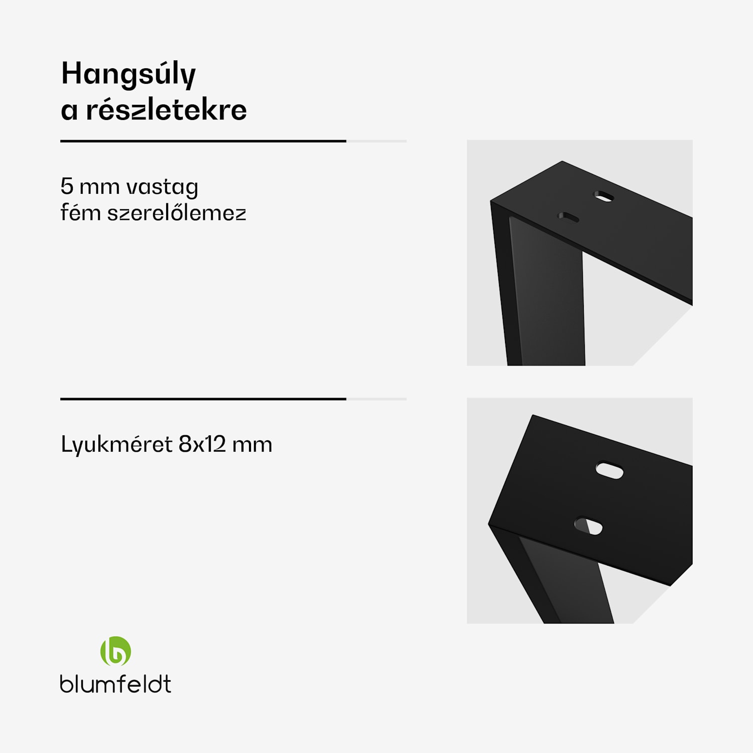 Blumfeldt UrbanFodge U asztallábak, Modern kialakítás, DIY projektekhez, 200 kg teherbírás 70 x 72 x 12 cm