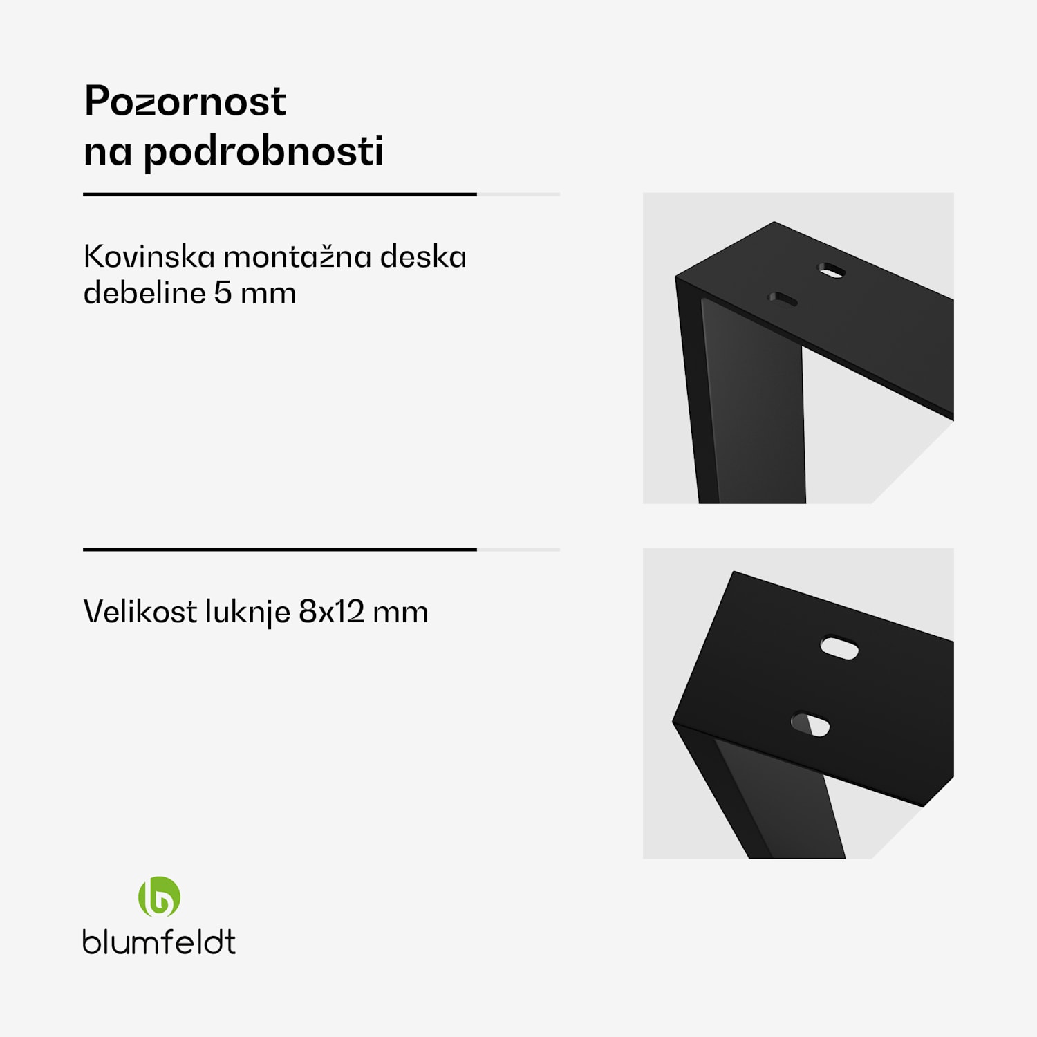 Blumfeldt UrbanFodge U noge za mizo, moderna zasnova, za DIY projekte, nosilnost 200 kg 70 x 72 x 12 cm