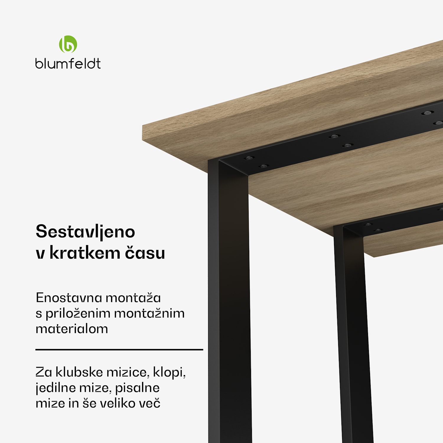 Blumfeldt UrbanFodge U noge za mizo, moderna zasnova, za DIY projekte, nosilnost 200 kg 70 x 72 x 12 cm