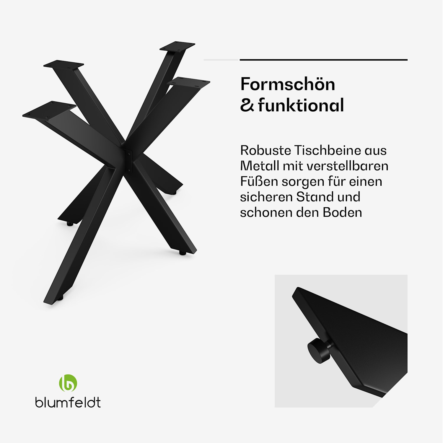 UrbanFodge TRIPLE X Tischbeine | Modernes Design | für DIY-Projekte | 200 kg Traglast 68 x 71 x 120 cm