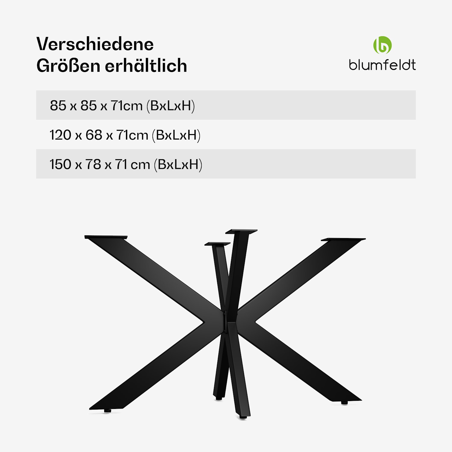 UrbanFodge TRIPLE X Tischbeine | Modernes Design | für DIY-Projekte | 200 kg Traglast 68 x 71 x 120 cm