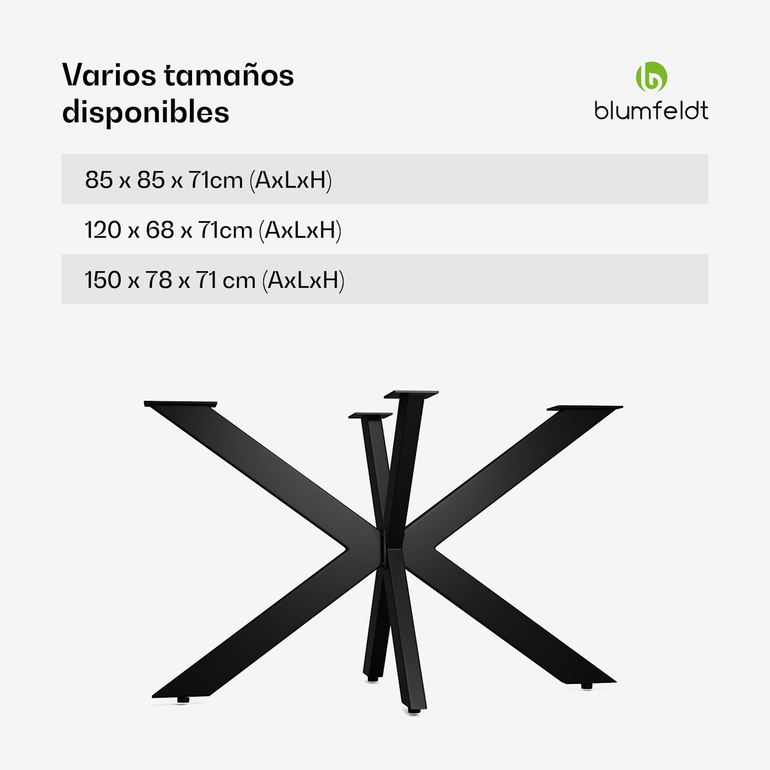 UrbanFodge TRIPLE X patas de mesa | diseño moderno | para proyectos de bricolaje | 200 kg de capacidad de carga 68 x 71 x 120 cm